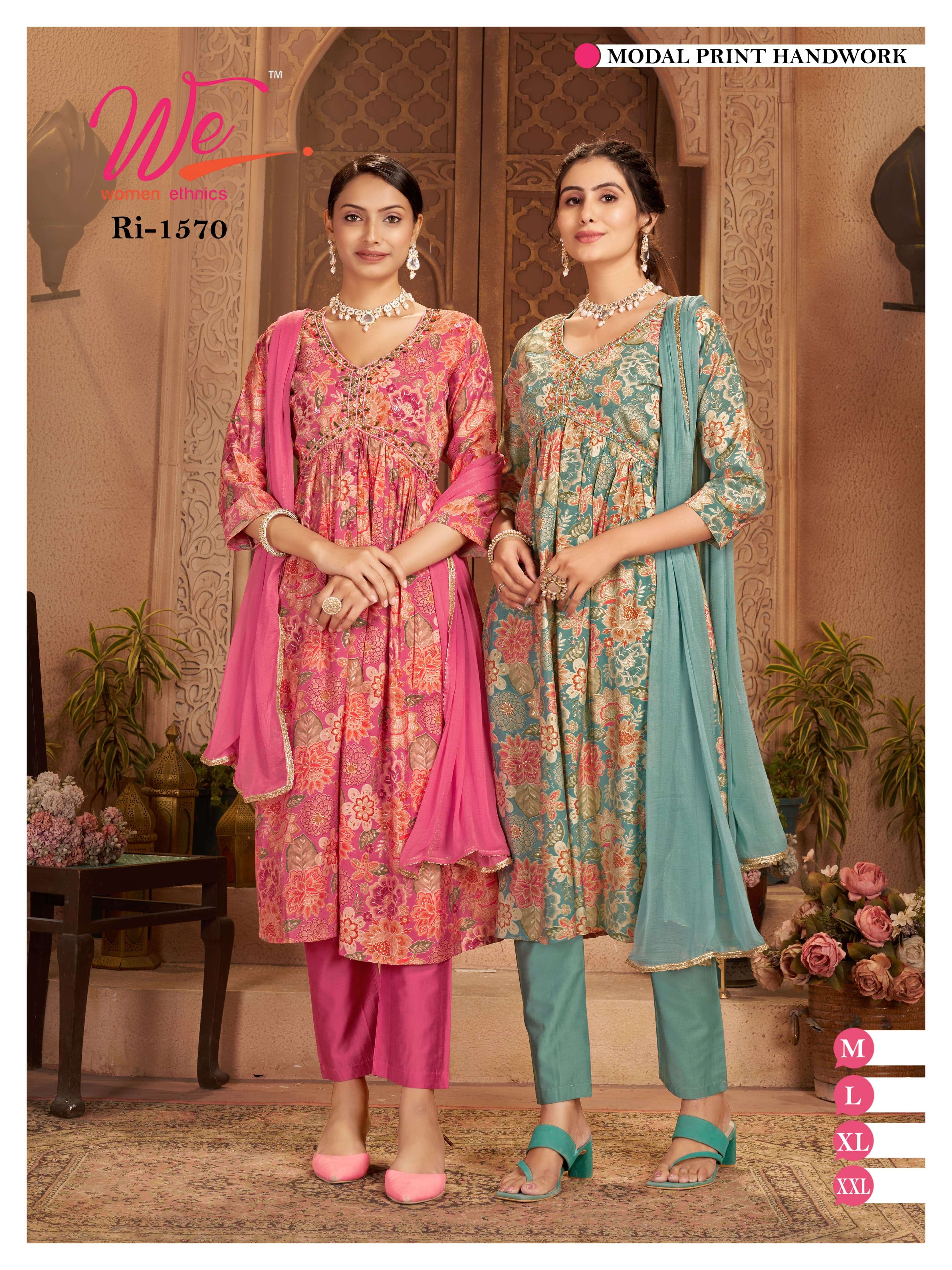 WE WOMEN ETHNICS LAUNCH NEW KURTI,PANT&DUPATTA CATALOUGE D NO. 1559 TO 1575