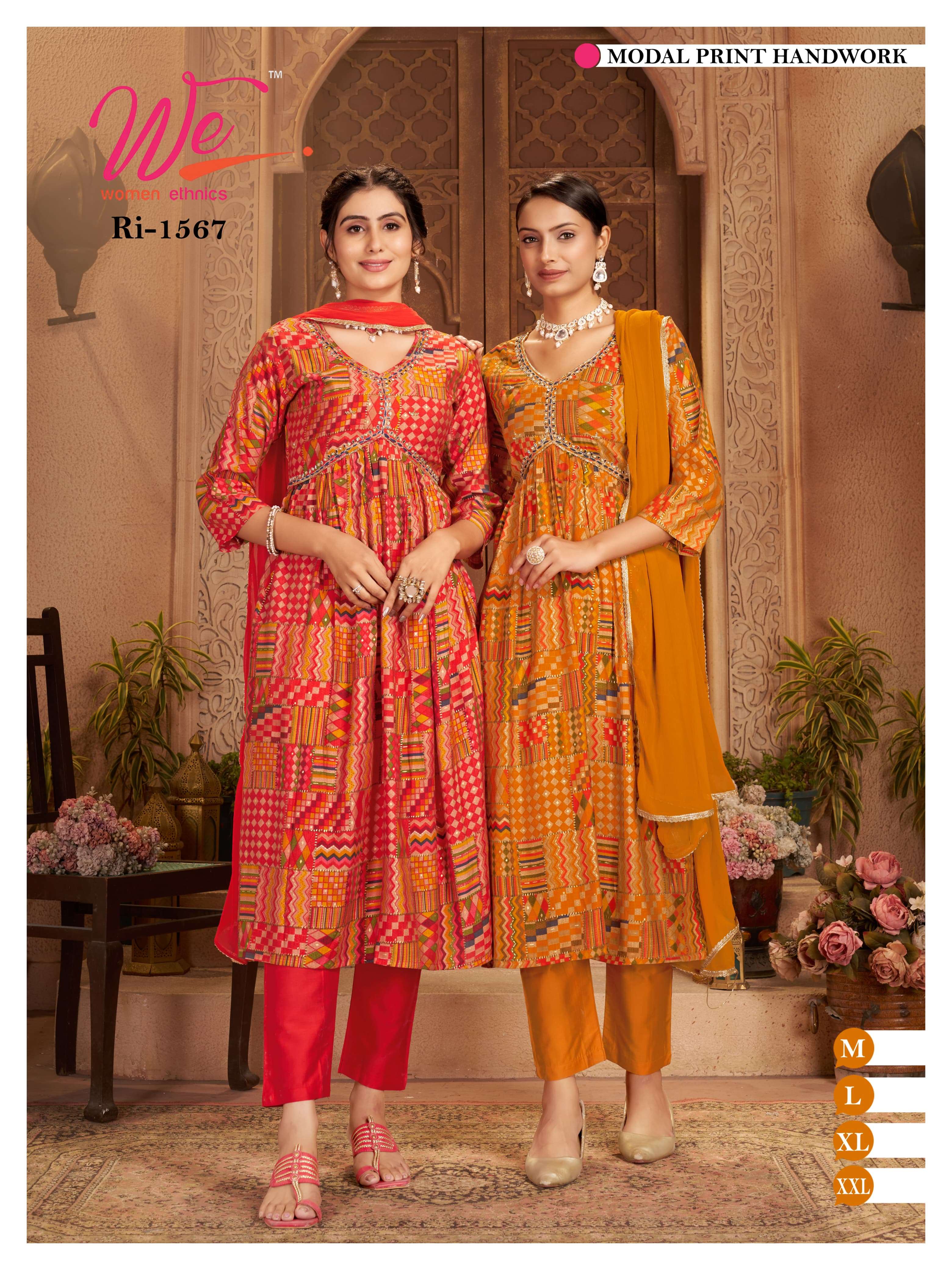 WE WOMEN ETHNICS LAUNCH NEW KURTI,PANT&DUPATTA CATALOUGE D NO. 1559 TO 1575