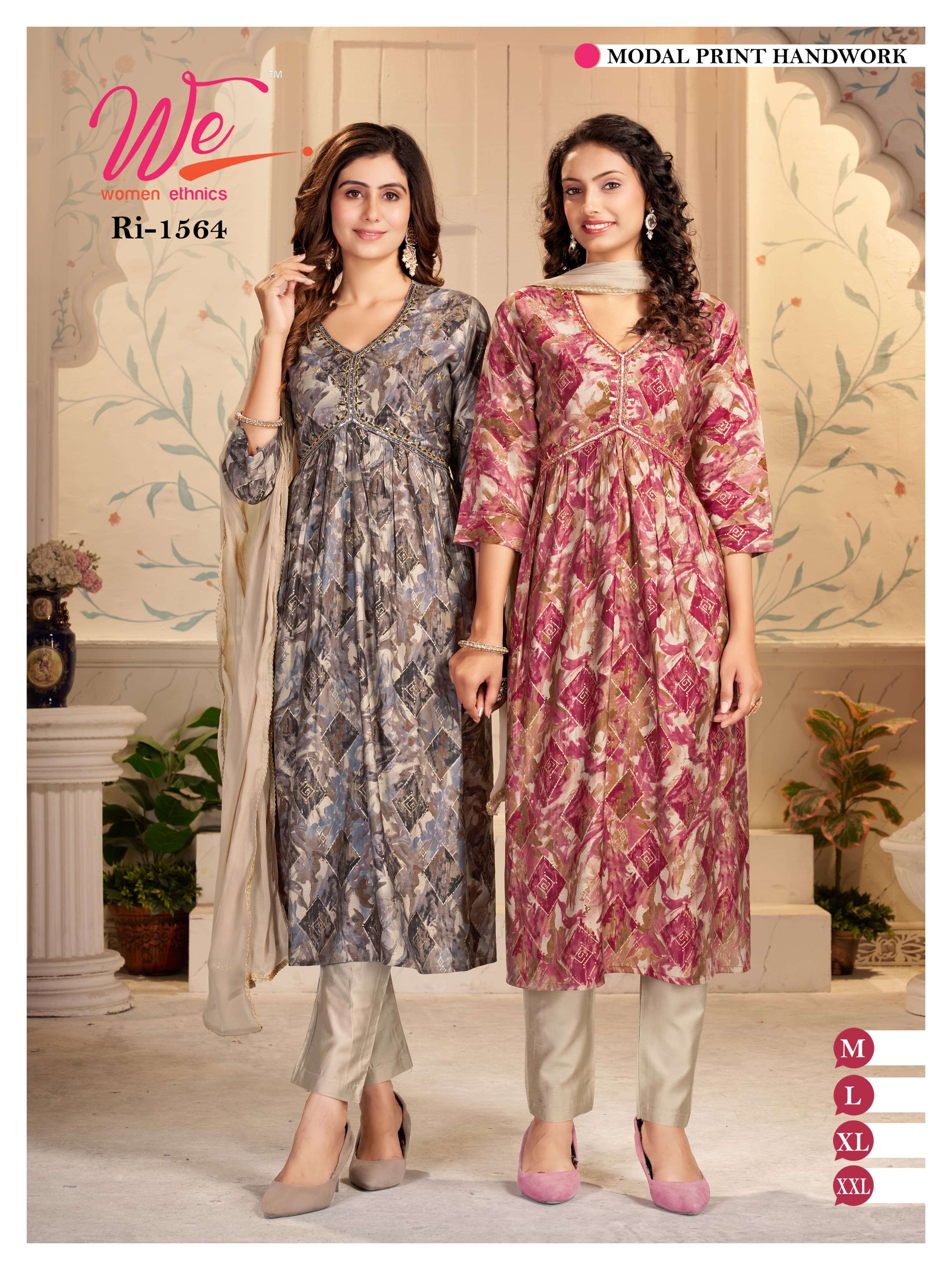 WE WOMEN ETHNICS LAUNCH NEW KURTI,PANT&DUPATTA CATALOUGE D NO. 1559 TO 1575
