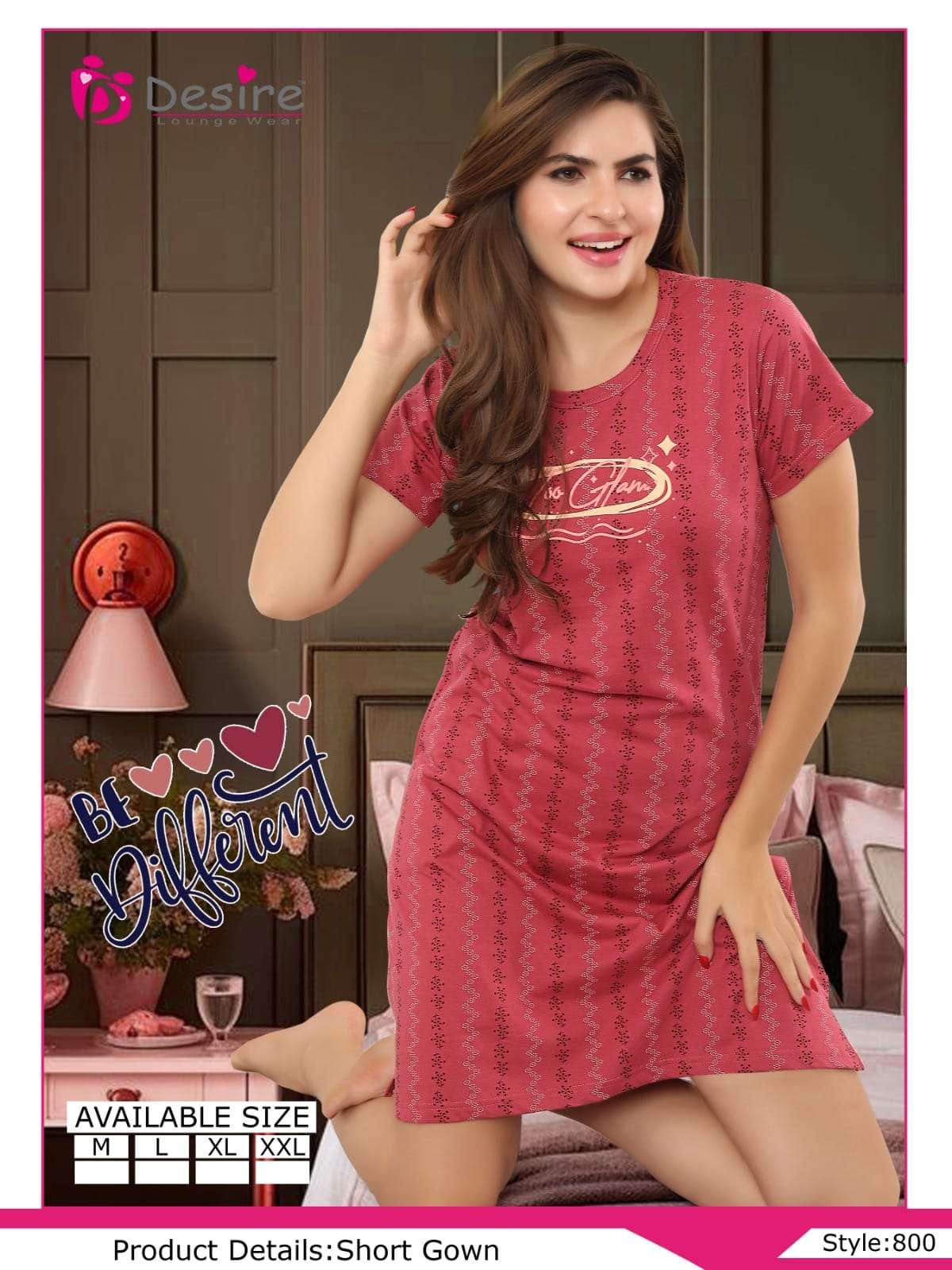 DESIRE PRESENTS NEW NIGHT WEAR SHORT GOWN DESIGN NO- 216