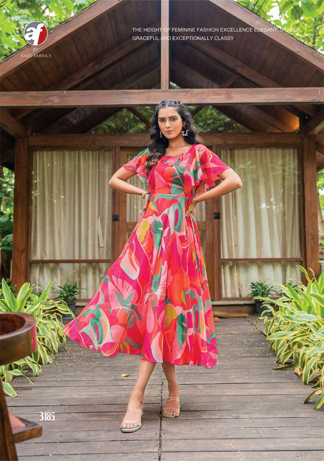 LONG ONE PIECE , CORAL CHARM VOL-3 CATALOUGE BY ANJU FABRICS DESIGN NO-3185
