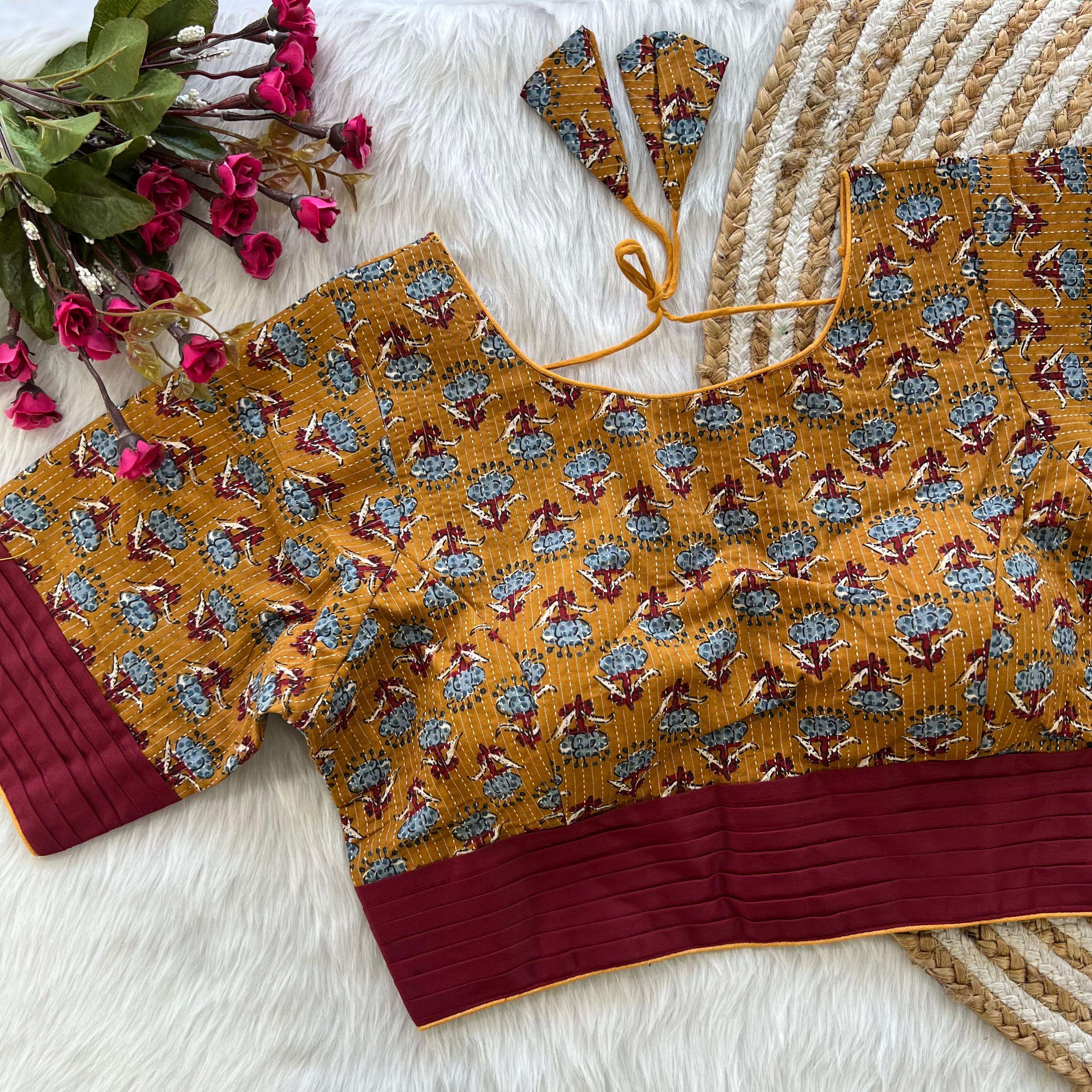 LUCACCI DESIGNER LAUNCH NEW CATALOUGE KATHA WORK COTTON BLOUSE , BROWN  COLOUR 