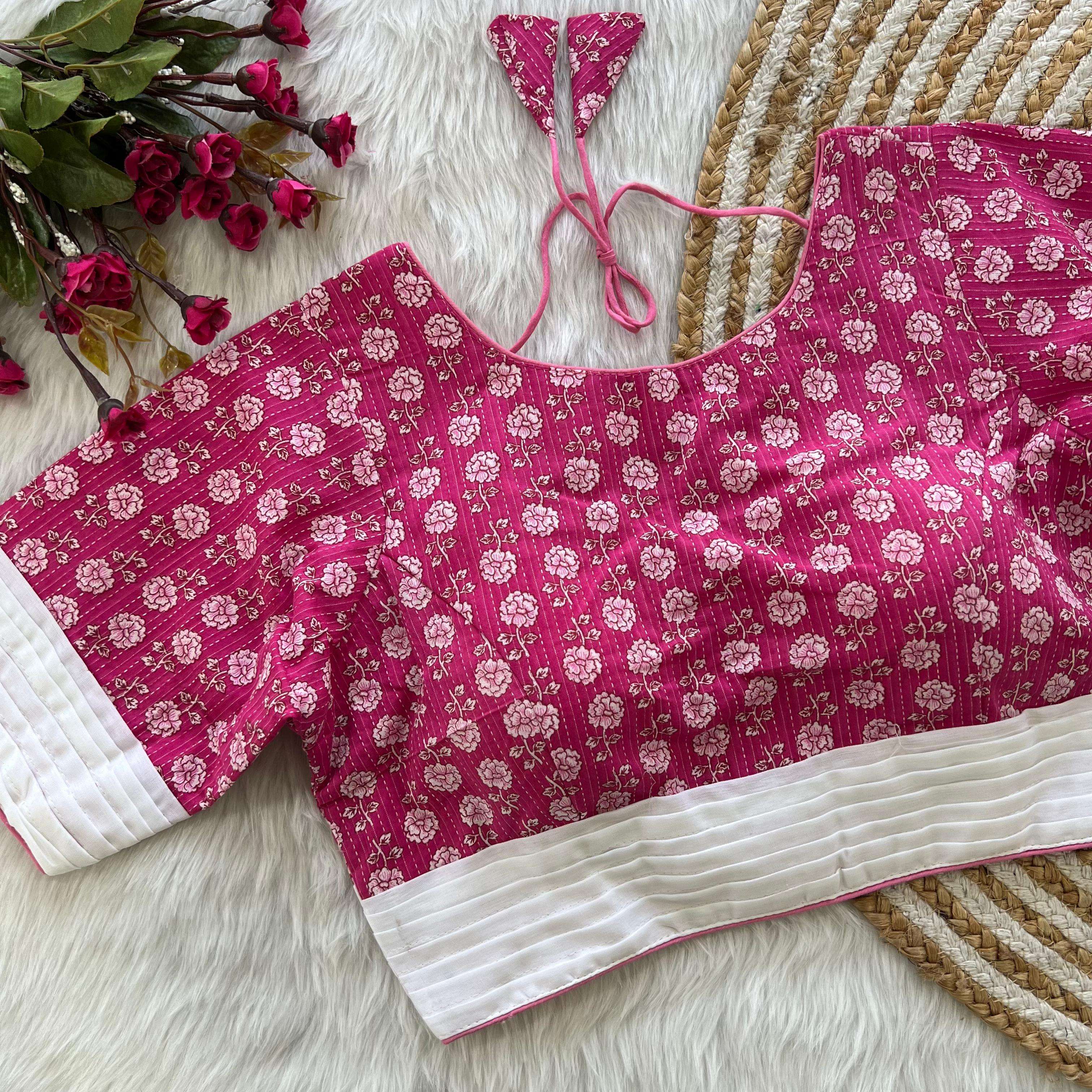 LUCACCI DESIGNER LAUNCH NEW CATALOUGE KATHA WORK COTTON BLOUSE , PINK COLOUR 