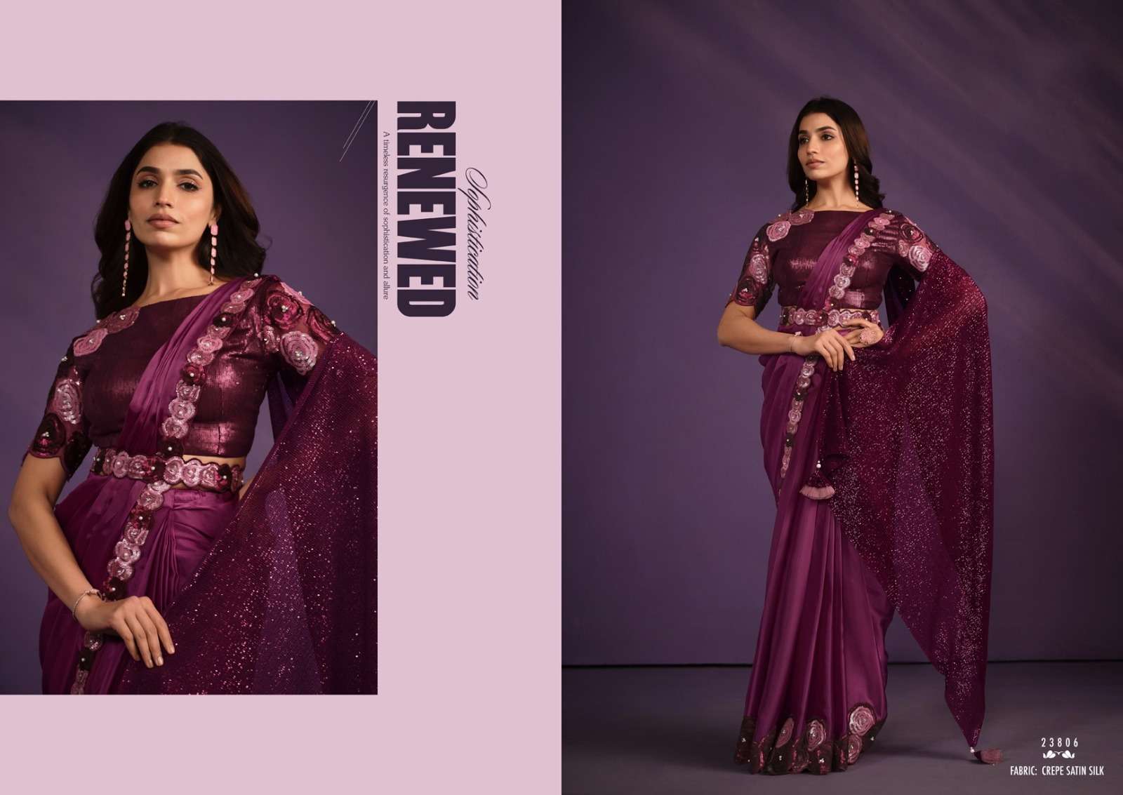 MOHMANTHAN BRAND PRESENTS ONE MINUTE SAREE , EXOCITA CATALOUGE DESIGN-23806 