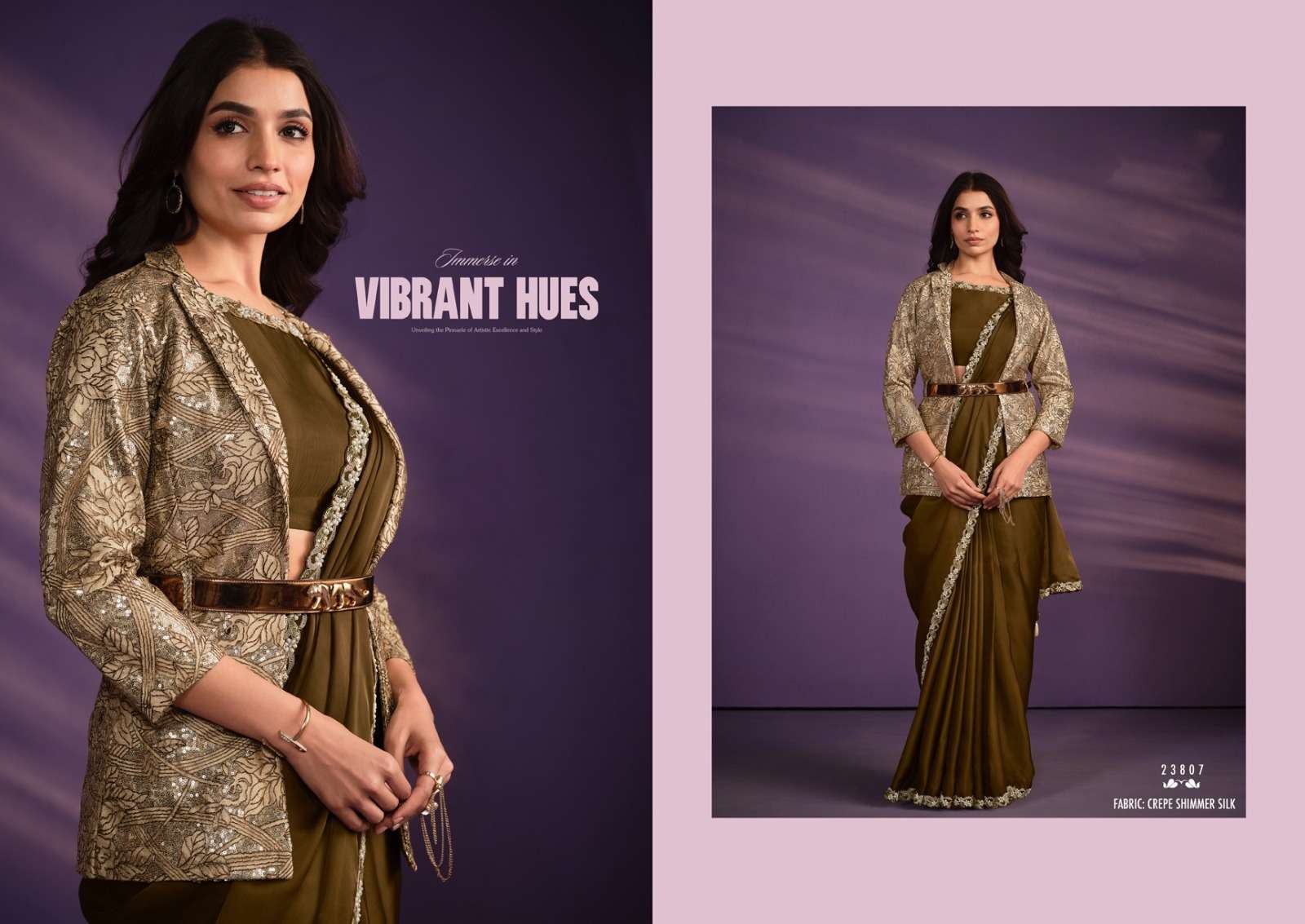 MOHMANTHAN BRAND PRESENTS ONE MINUTE SAREE , EXOCITA CATALOUGE DESIGN-23807