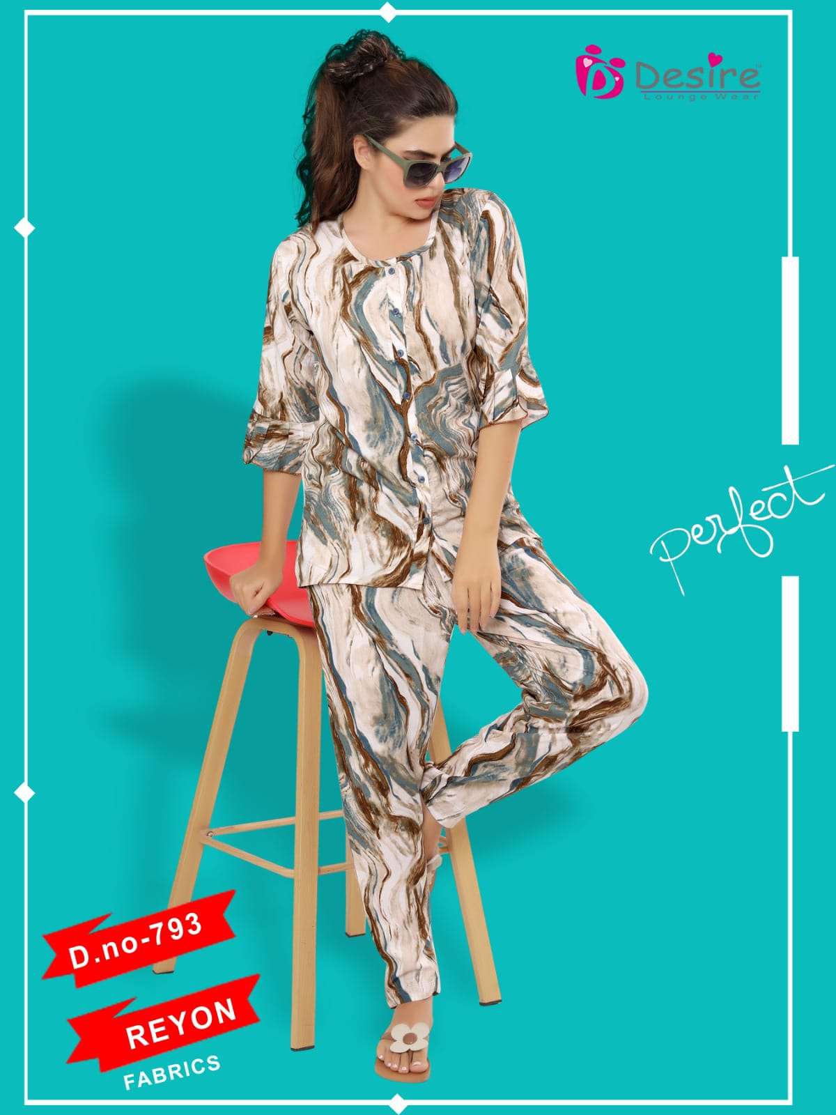 NIGHT WEAR CO-ORD SET BY DESIRE BRAND , DESIGN NO-793A