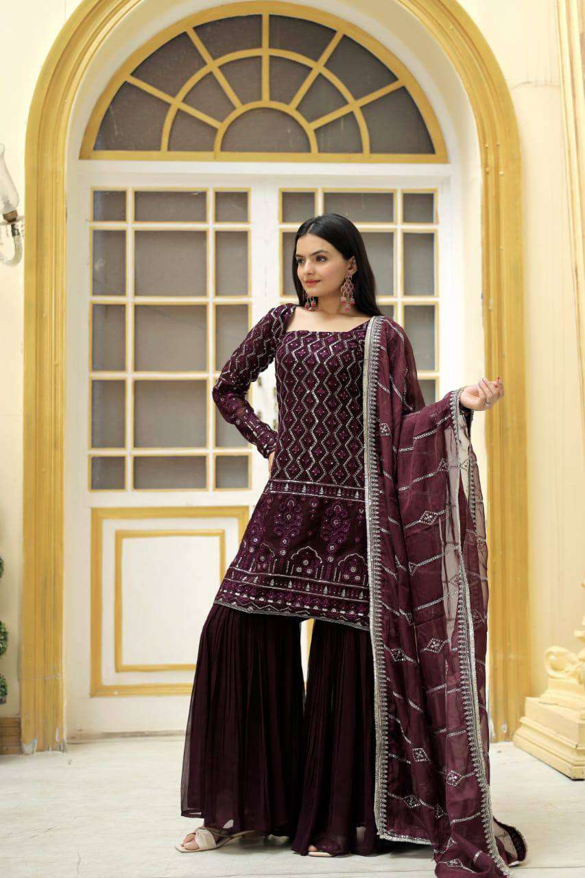 TEXO FAB LAUNCH NEW CATALOUGE  Code:- LW-9141 , WINE COLOUR