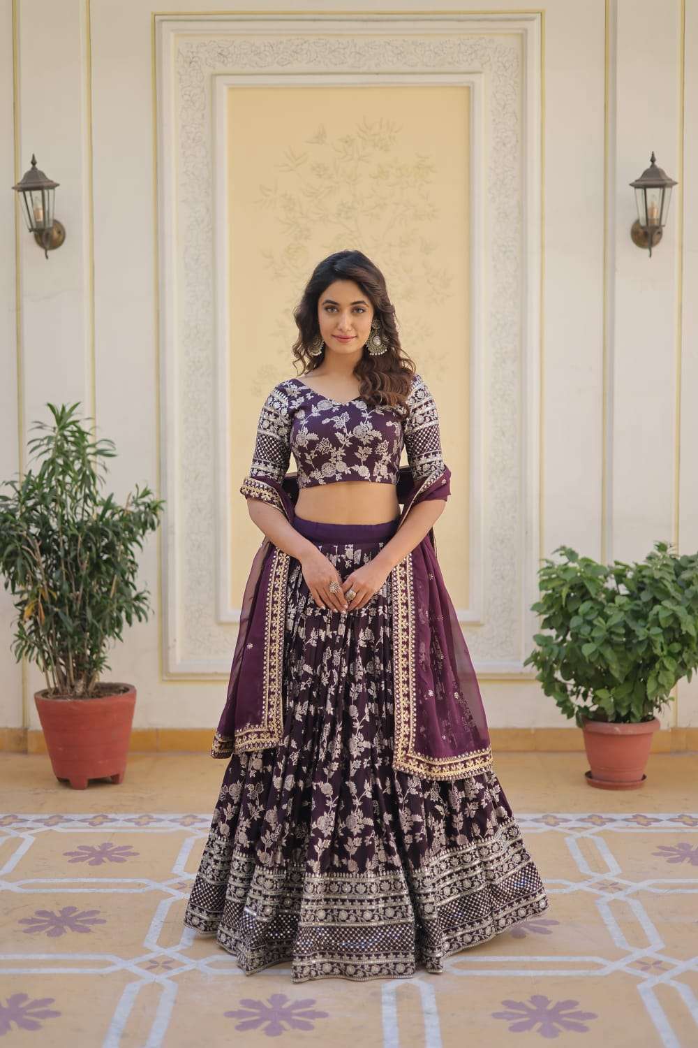 TEXOFAB LAUNCH NEW CATALOUGE LEHENGA CHOLI COLLECTIONS-2024 , WINE COLOUR
