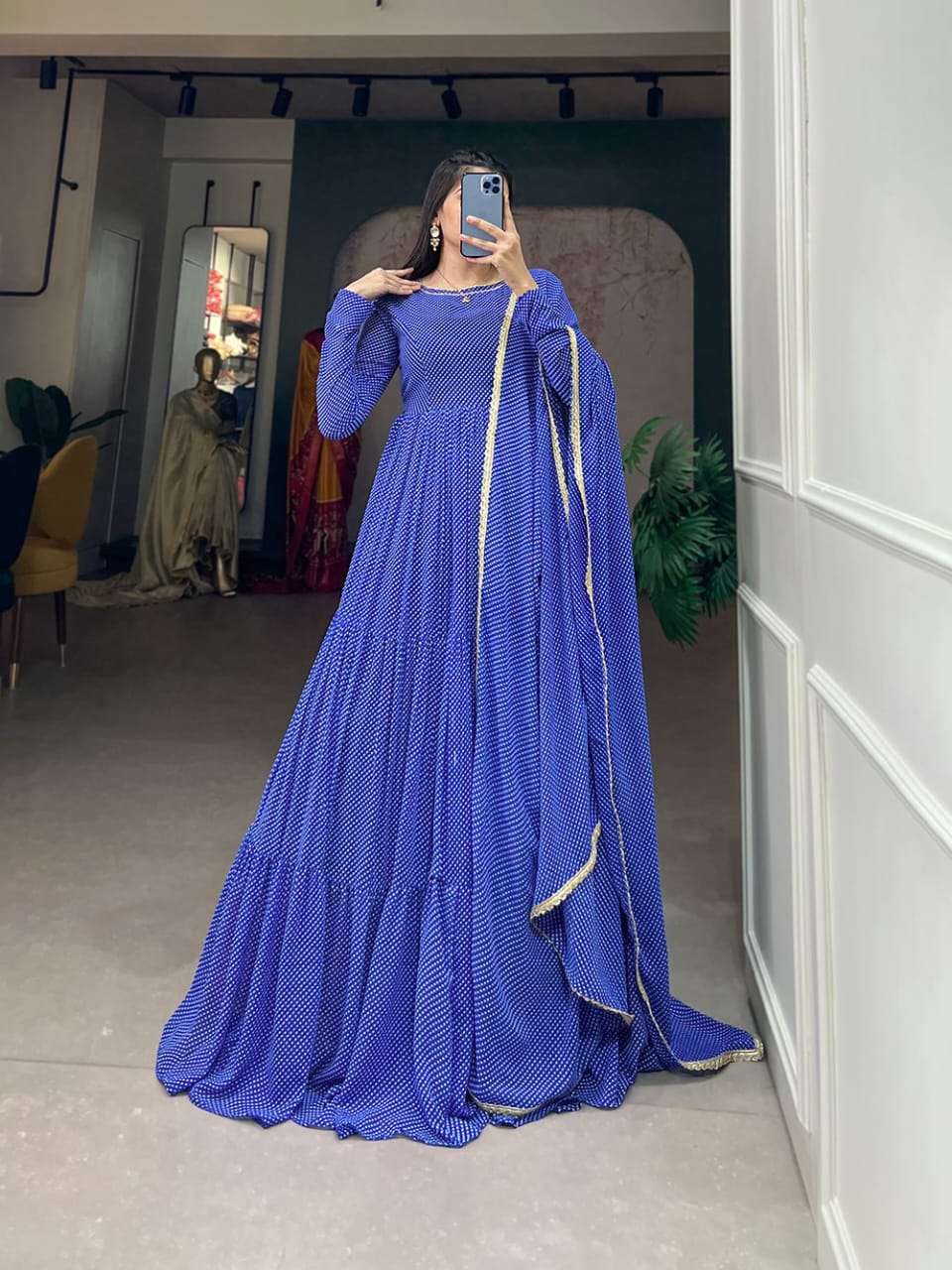 TEXOFAB PRESENTS NEW LONG GOWN & DUPATTA CATALOUGE 5006BLU