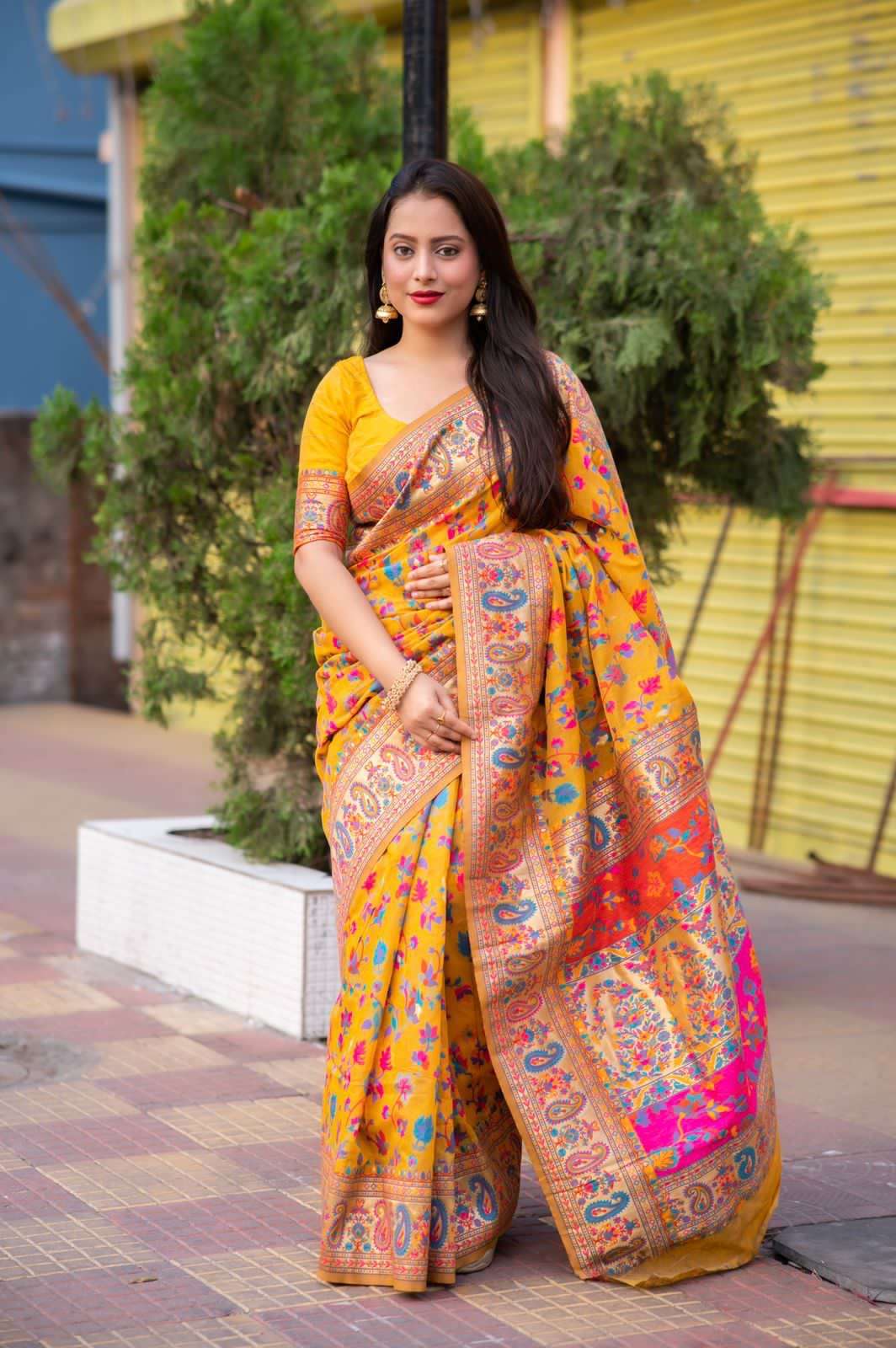 LUCACCI DESIGNER PRESENTS NEW SINGLE CATALOUGE KASHMIRI MANGO , MUSTARD YELLOW 