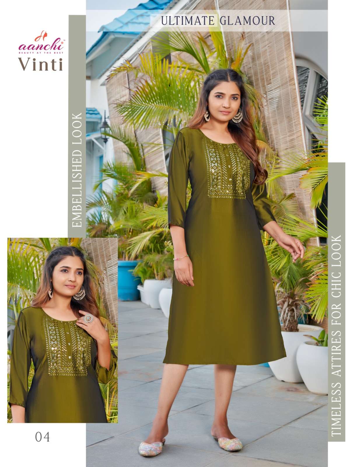 AANCHI KURTI PRESENTS STRAIGHT FIT FANCY WORK KURTI VINTI 