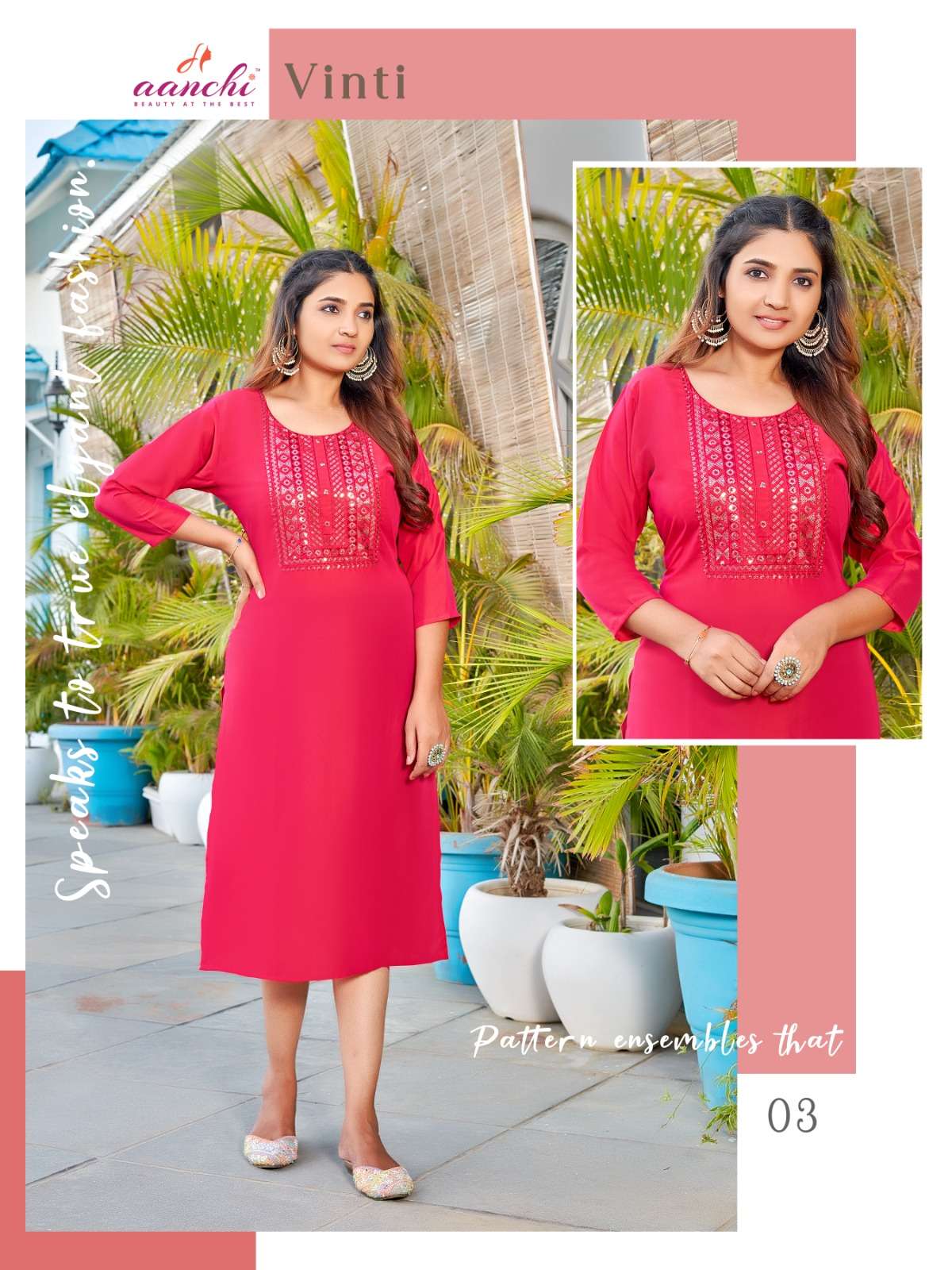 AANCHI KURTI PRESENTS STRAIGHT FIT FANCY WORK KURTI VINTI 