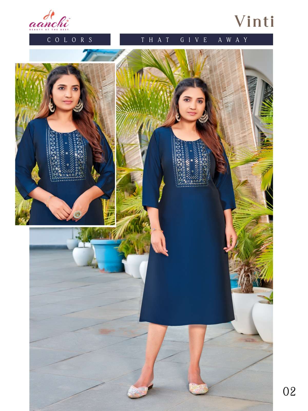 AANCHI KURTI PRESENTS STRAIGHT FIT FANCY WORK KURTI VINTI 