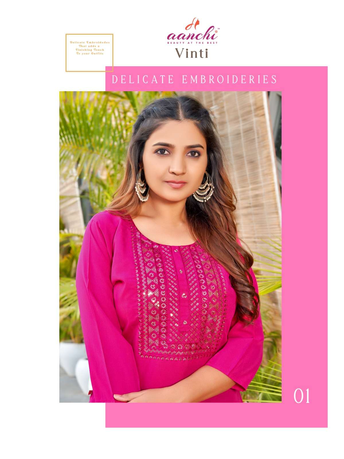 AANCHI KURTI PRESENTS STRAIGHT FIT FANCY WORK KURTI VINTI 