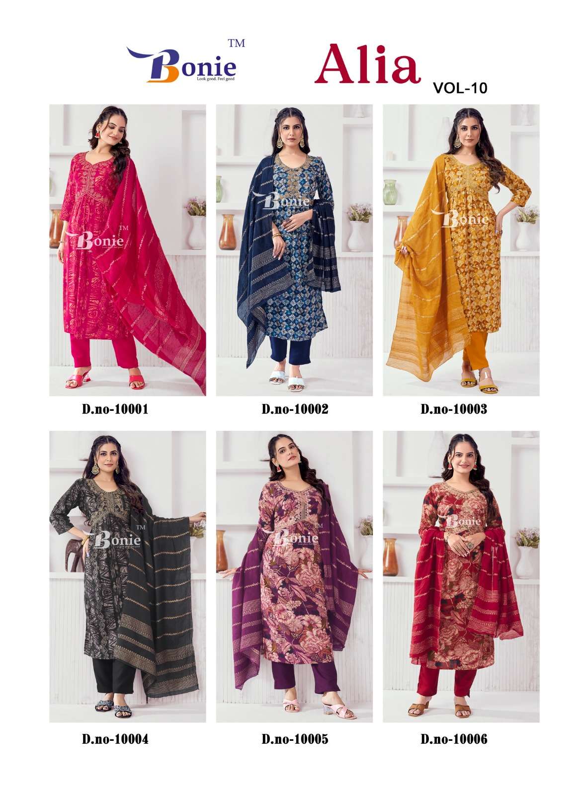 ALIA VOL-10 BY BONIE HEAVY RAYON 3 PIECE KURTI PANT DUPATTA