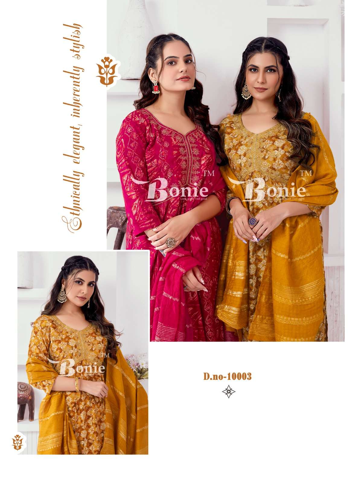 ALIA VOL-10 BY BONIE HEAVY RAYON 3 PIECE KURTI PANT DUPATTA