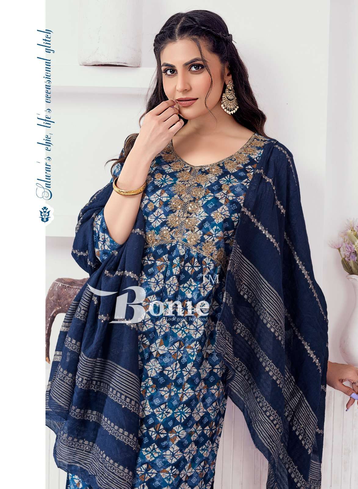 ALIA VOL-10 BY BONIE HEAVY RAYON 3 PIECE KURTI PANT DUPATTA