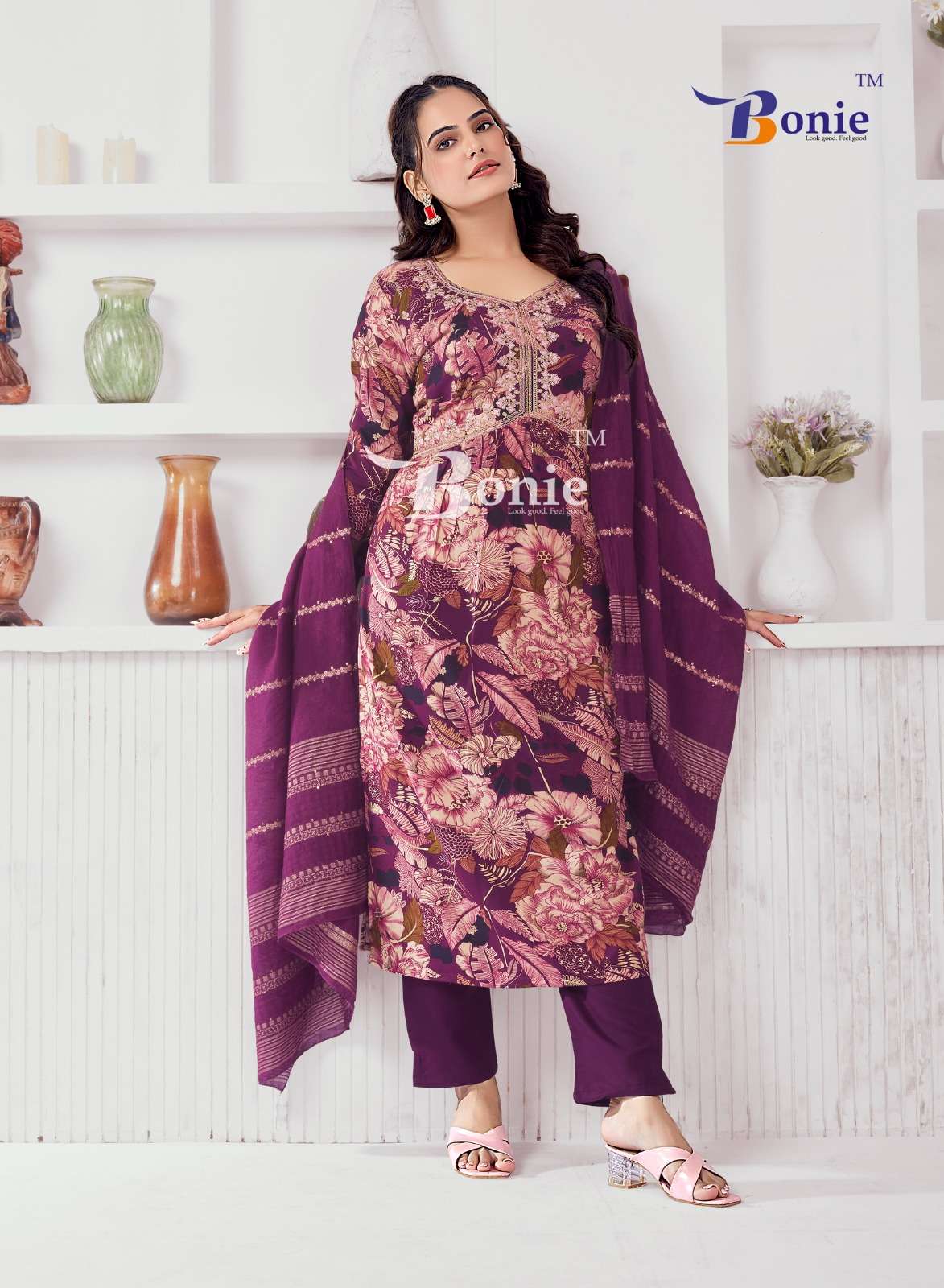 ALIA VOL-10 BY BONIE HEAVY RAYON 3 PIECE KURTI PANT DUPATTA