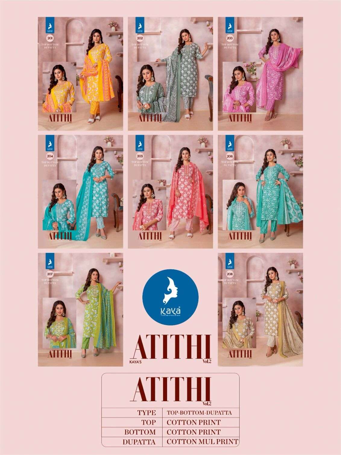 ATITHI VOL-2 COTTON PRINT WITH STRAIGHT CUT BY KAYA KURTI 