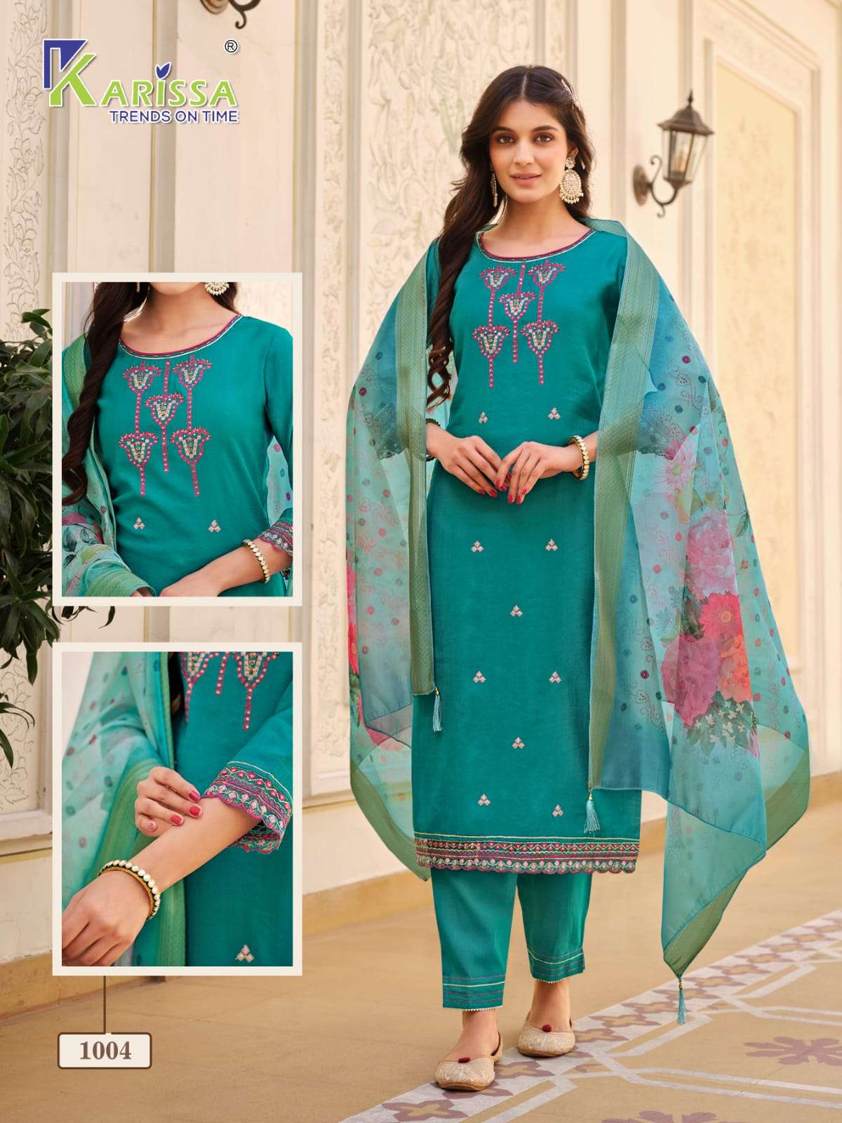 BANDHEJ 3 PIECE KURTI PANT DUPATTA BY KARISSA 