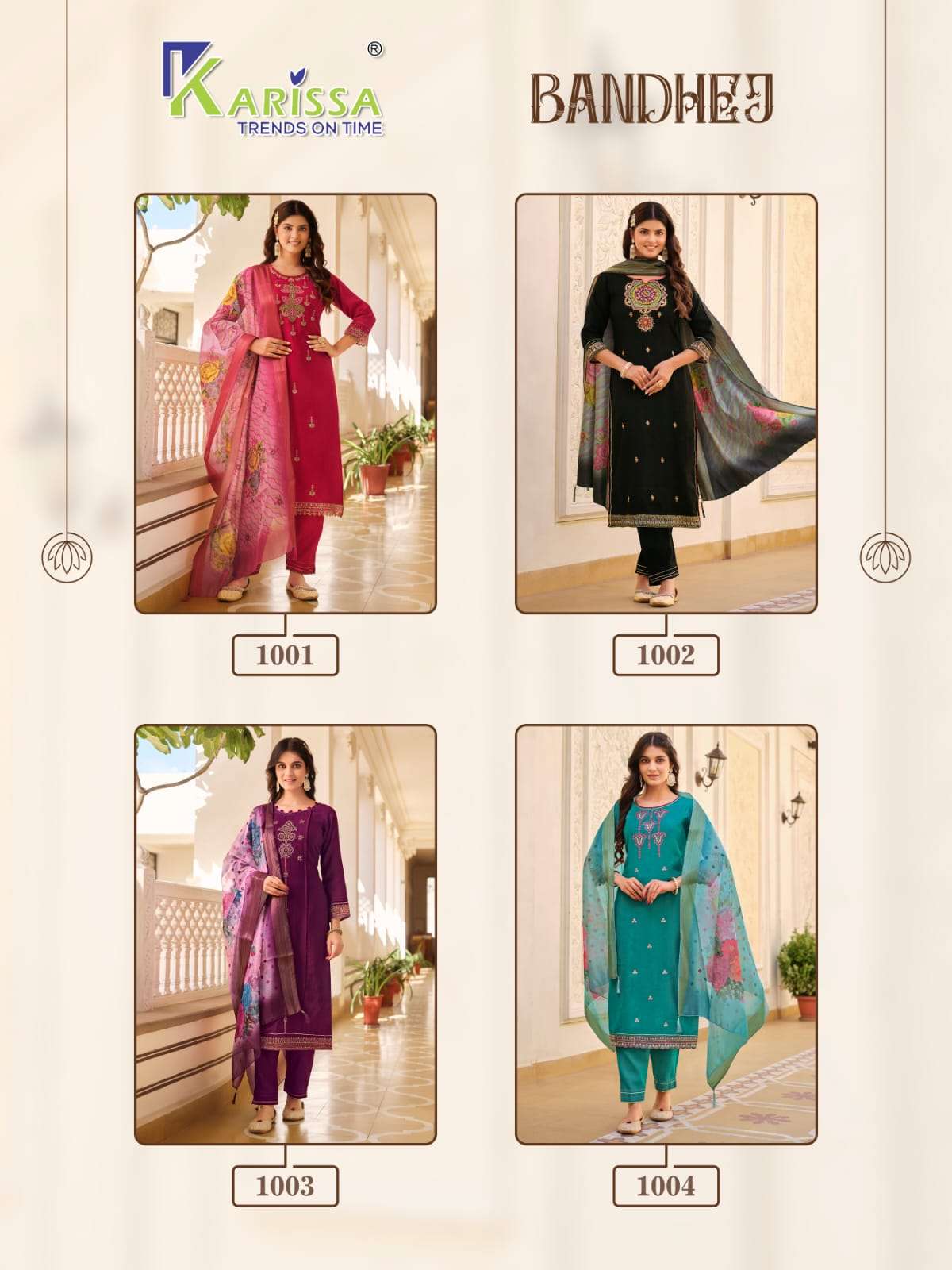 BANDHEJ 3 PIECE KURTI PANT DUPATTA BY KARISSA 