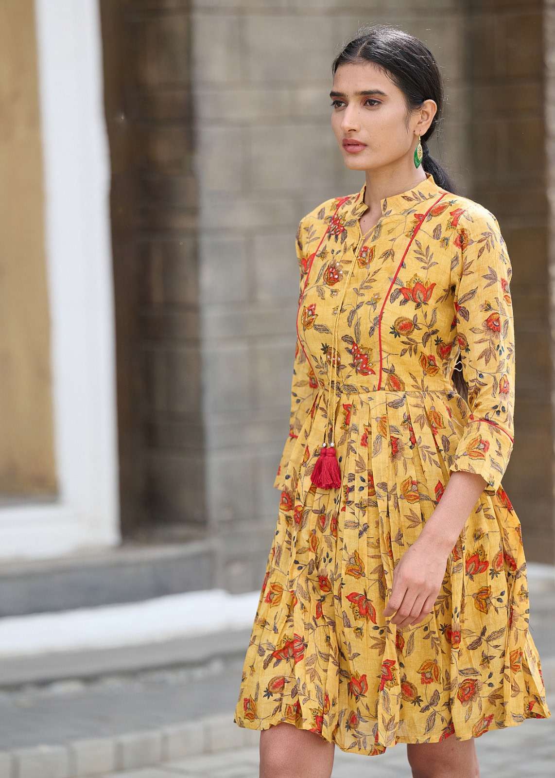 BV-1009 VT PRINTED COTTON TUNIC TOP WITH UMBRELLA SLEEVES 