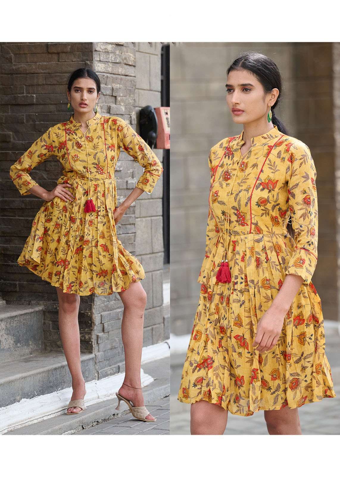 BV-1009 VT PRINTED COTTON TUNIC TOP WITH UMBRELLA SLEEVES 