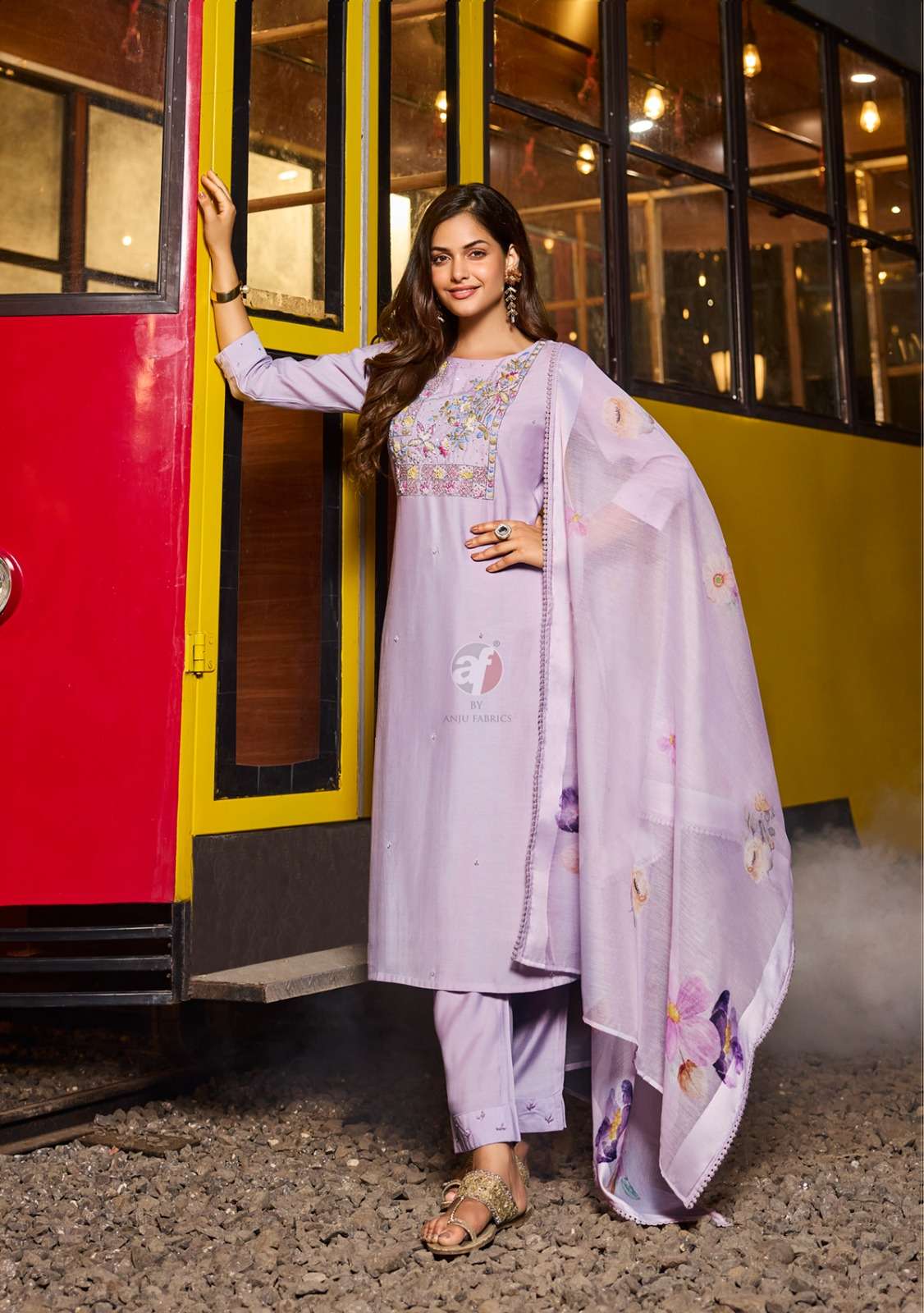 CHANDANI VOL-3 BY ANJU FABRICS KURTI PANT & DIGITAL DUPATTA WITH EMBROIDERY NECK 