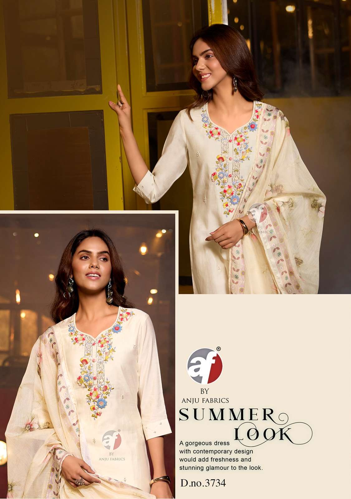 CHANDANI VOL-3 BY ANJU FABRICS KURTI PANT & DIGITAL DUPATTA WITH EMBROIDERY NECK 
