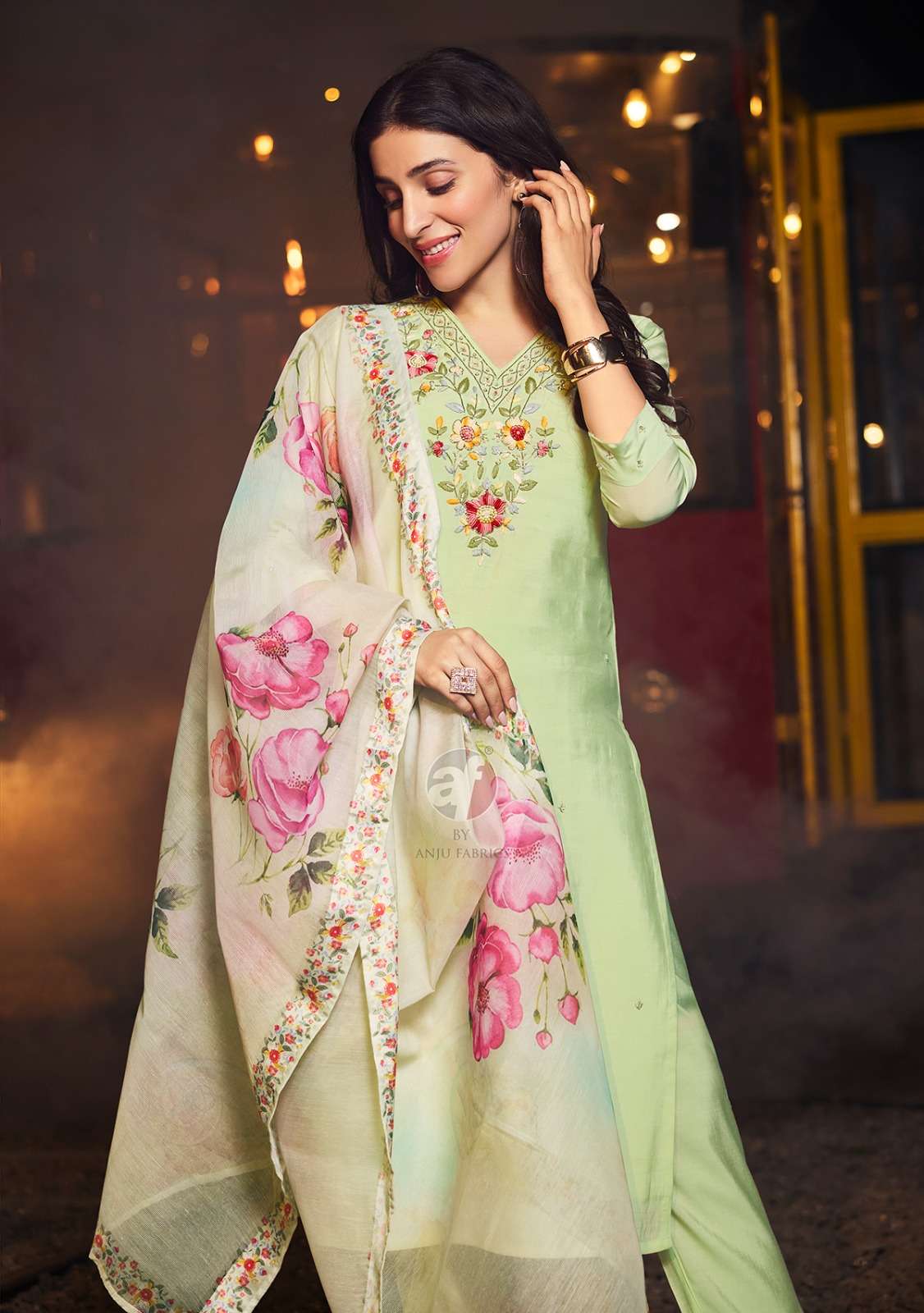 CHANDANI VOL-3 BY ANJU FABRICS KURTI PANT & DIGITAL DUPATTA WITH EMBROIDERY NECK 