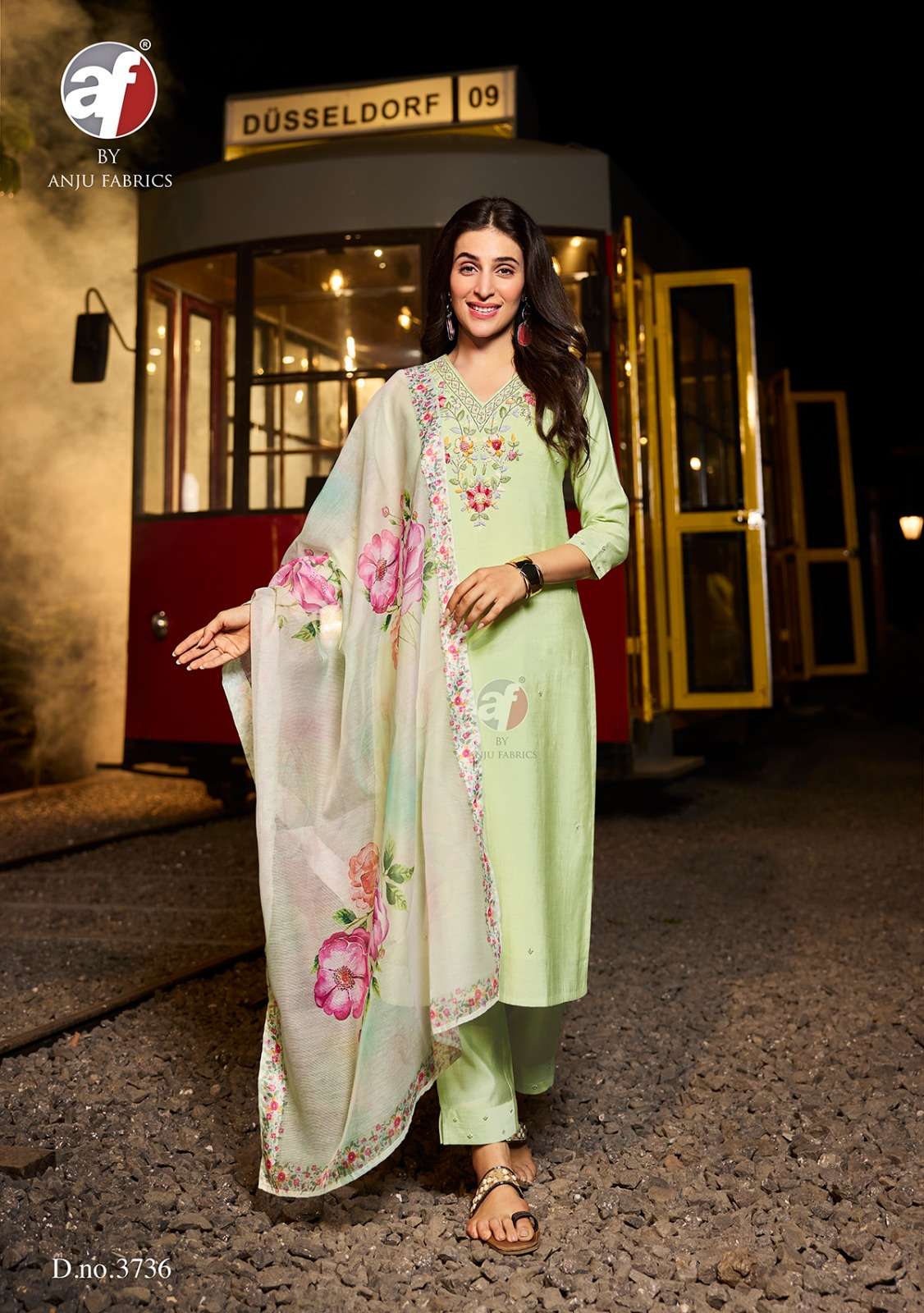 CHANDANI VOL-3 BY ANJU FABRICS KURTI PANT & DIGITAL DUPATTA WITH EMBROIDERY NECK 