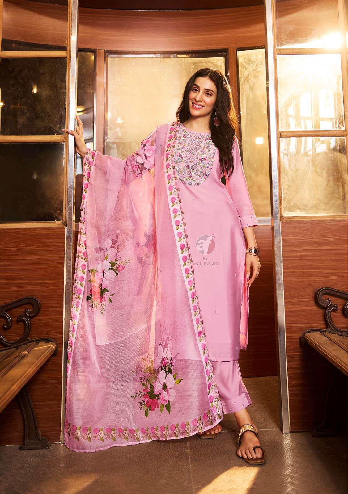 CHANDANI VOL-3 BY ANJU FABRICS KURTI PANT & DIGITAL DUPATTA WITH EMBROIDERY NECK 