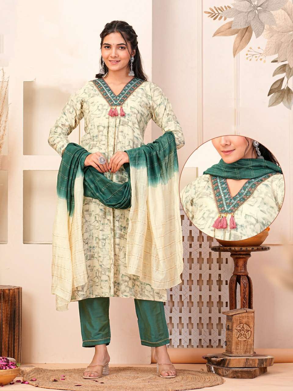 KK-04 QU 3 PIECE NYRA CUT KURTI PANT WITH DUPATTA 