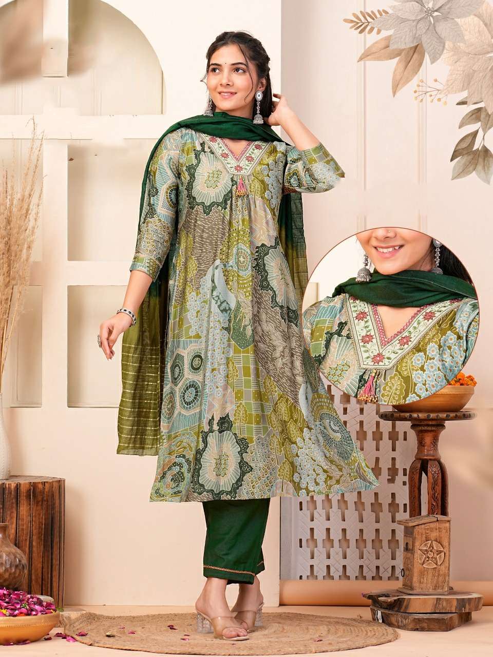 KK-01 QU 3 PIECE NYRA CUT KURTI PANT WITH DUPATTA