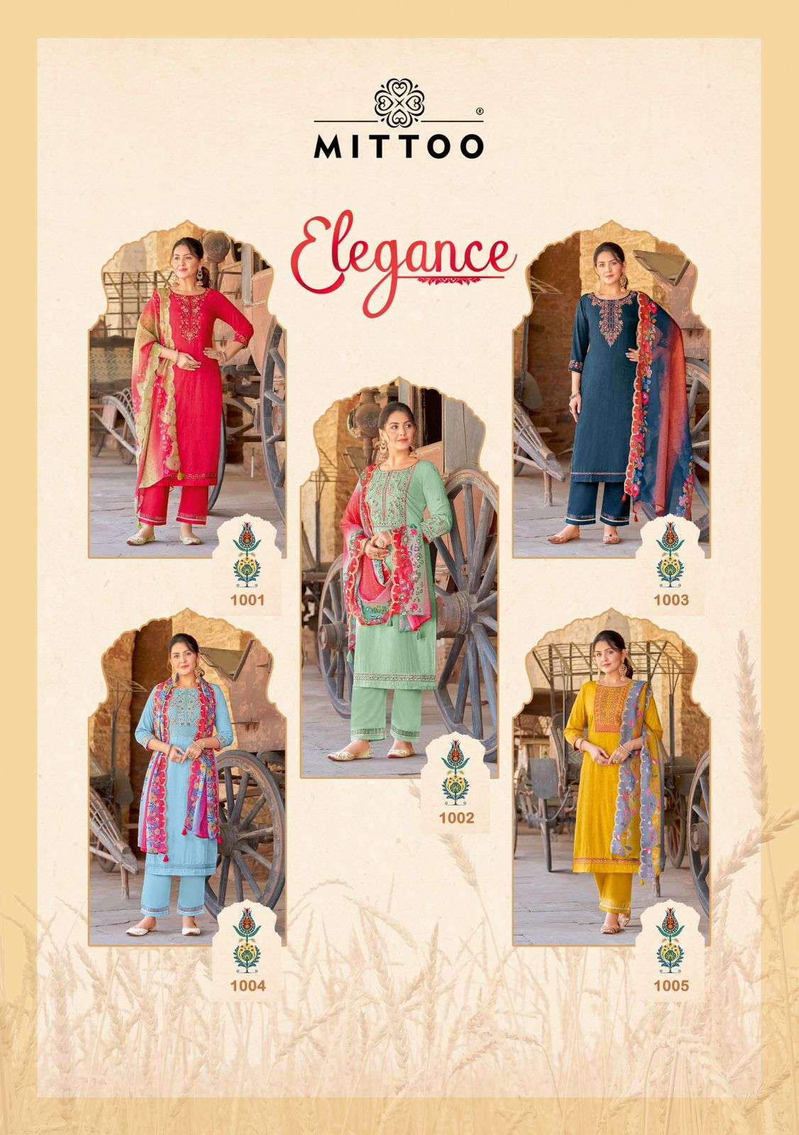 ELEGANCE THREE PIECE KURTI PANT DUPATTA BY MITTOO