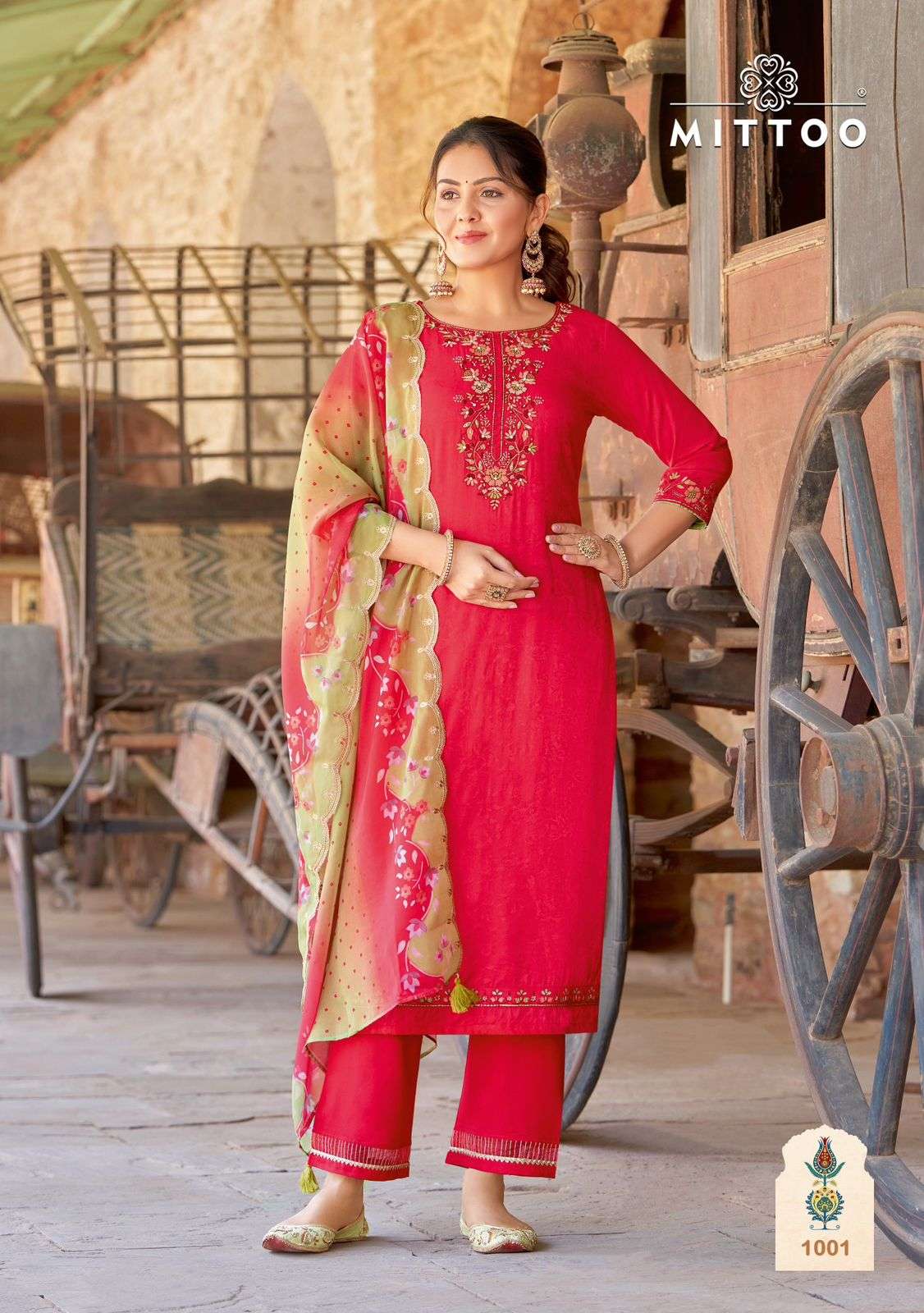 ELEGANCE THREE PIECE KURTI PANT DUPATTA BY MITTOO