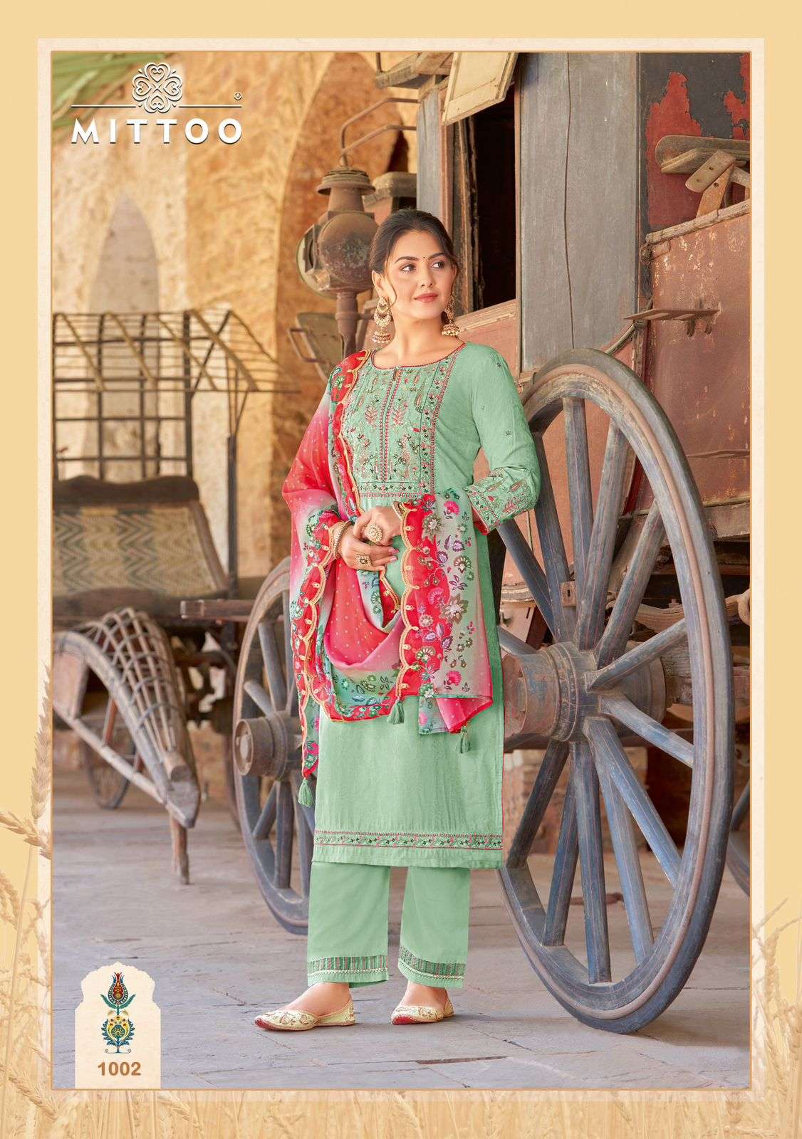 ELEGANCE THREE PIECE KURTI PANT DUPATTA BY MITTOO