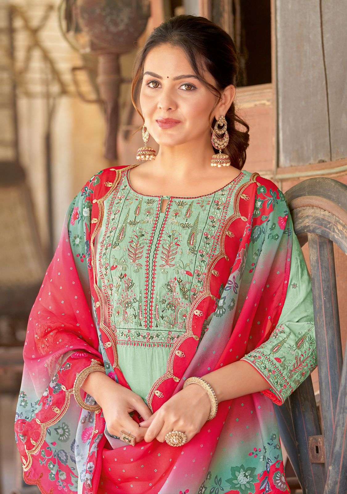 ELEGANCE THREE PIECE KURTI PANT DUPATTA BY MITTOO