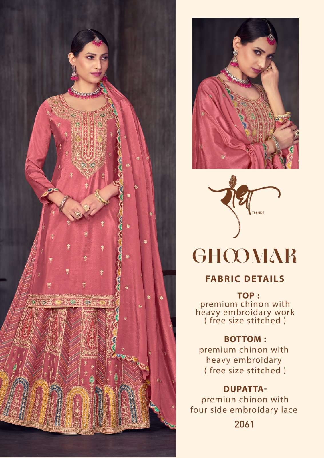 GHOOMAR PURE CHINON EMBROIDERY LACE BY RADHA TRENDZ 