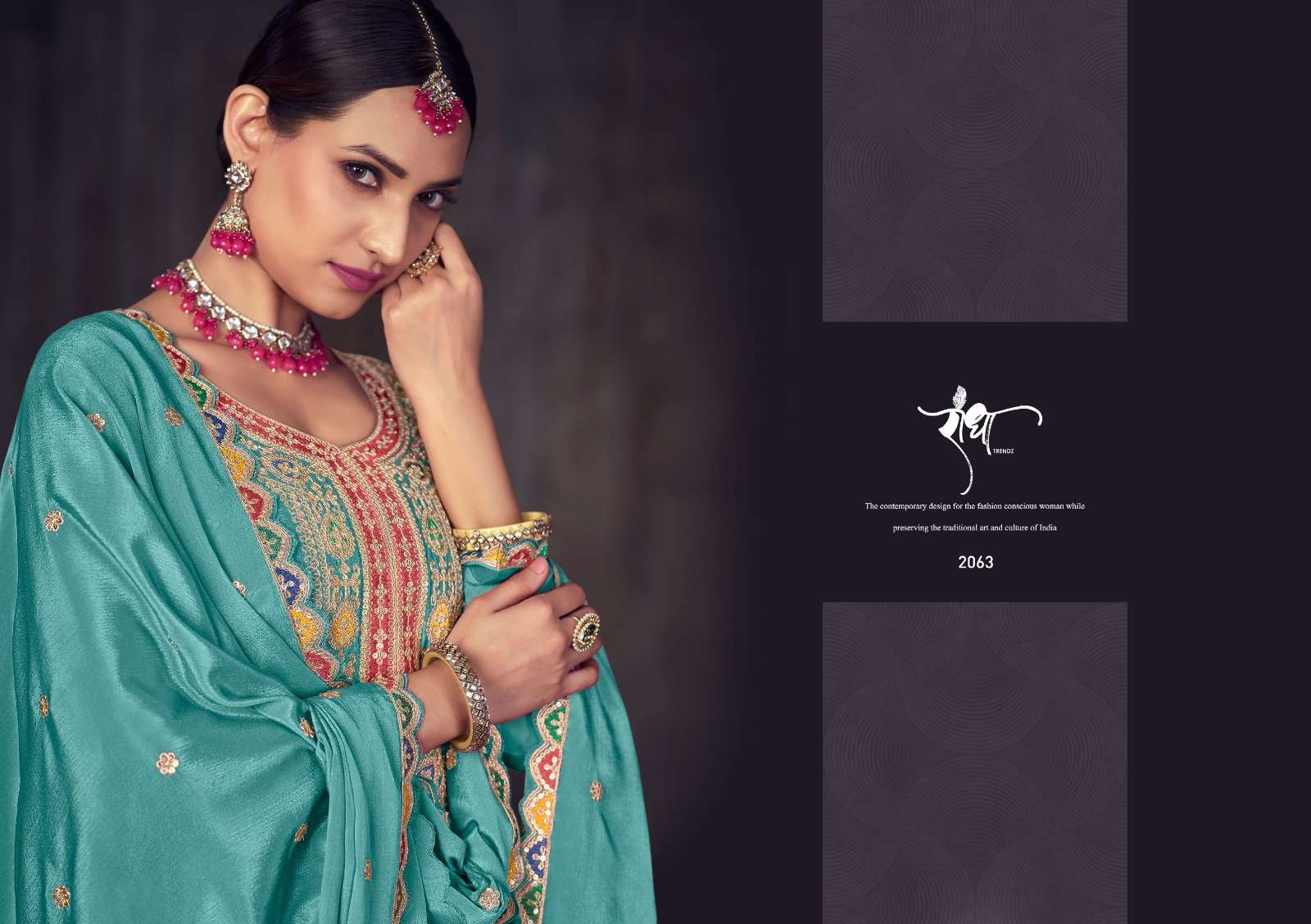 GHOOMAR PURE CHINON EMBROIDERY LACE BY RADHA TRENDZ 