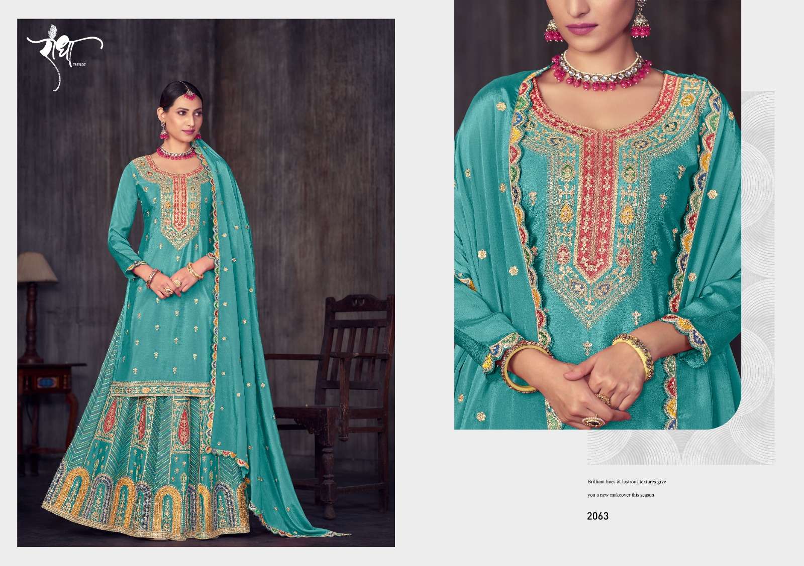 GHOOMAR PURE CHINON EMBROIDERY LACE BY RADHA TRENDZ 