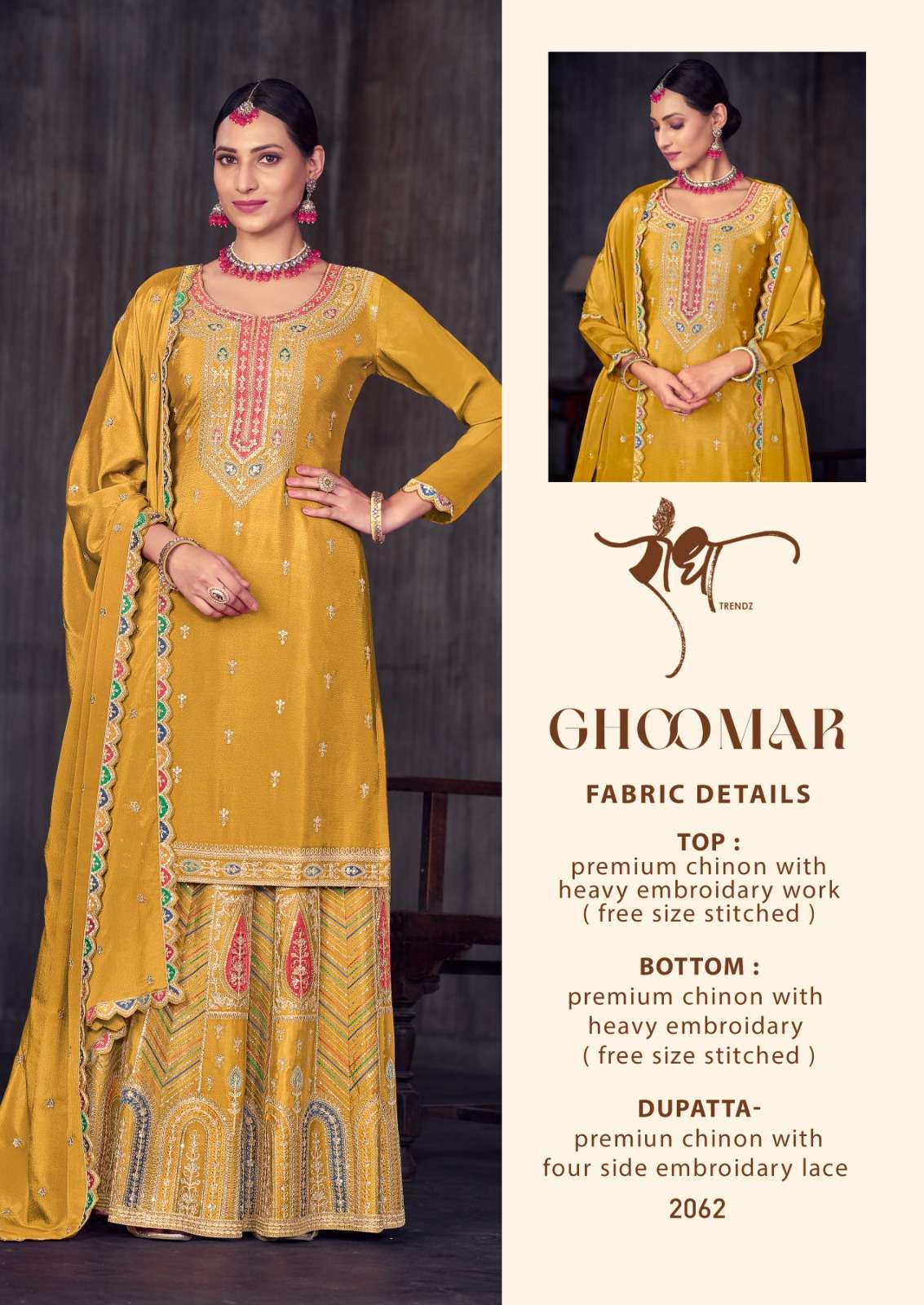 GHOOMAR PURE CHINON EMBROIDERY LACE BY RADHA TRENDZ 