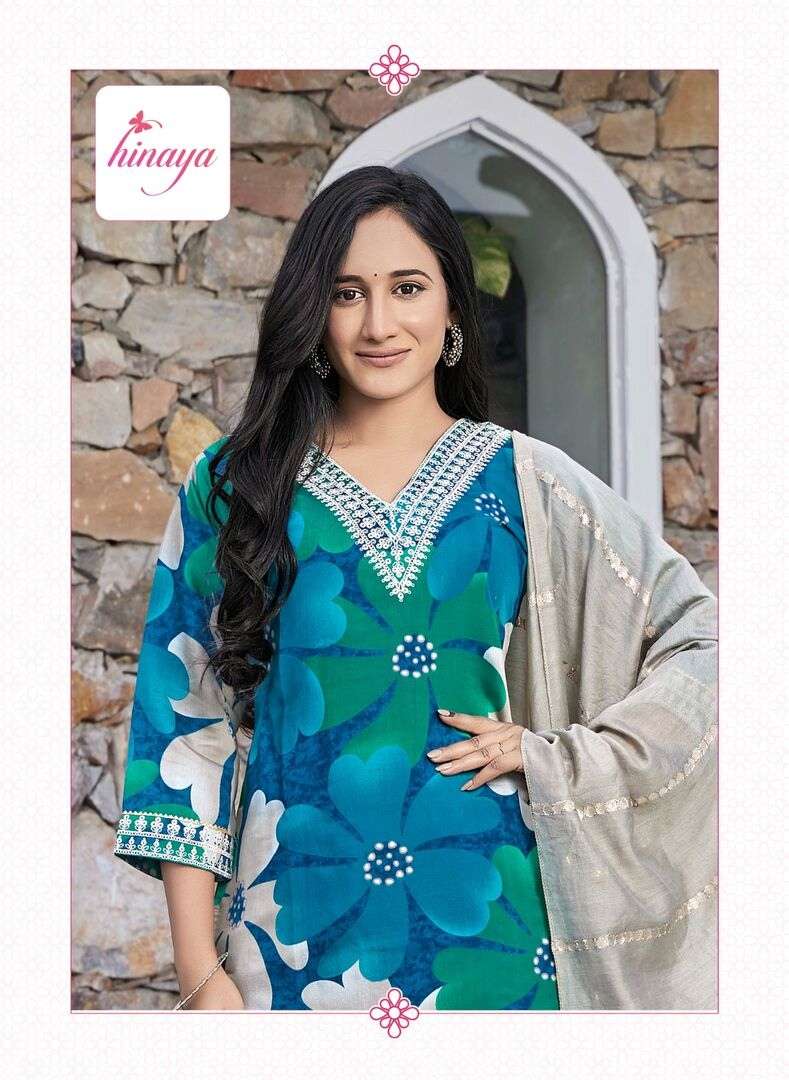 HEER VOL-2 BY HINAYA MODAL PRINT HEAVY KURTI PANT DUPATTA STYLE
