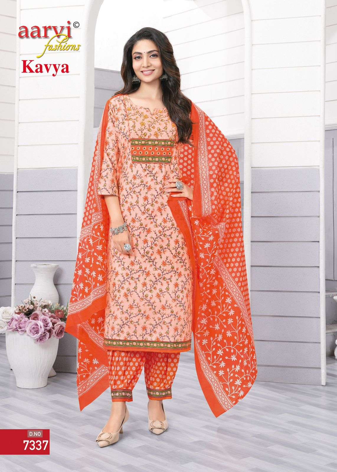 KAVYA VOL-1 BY AARVI FASHION KATHA HANDWORK PRINTED DESIGN 3 PCS SET 
