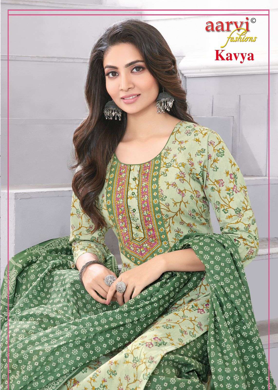 KAVYA VOL-1 BY AARVI FASHION KATHA HANDWORK PRINTED DESIGN 3 PCS SET 