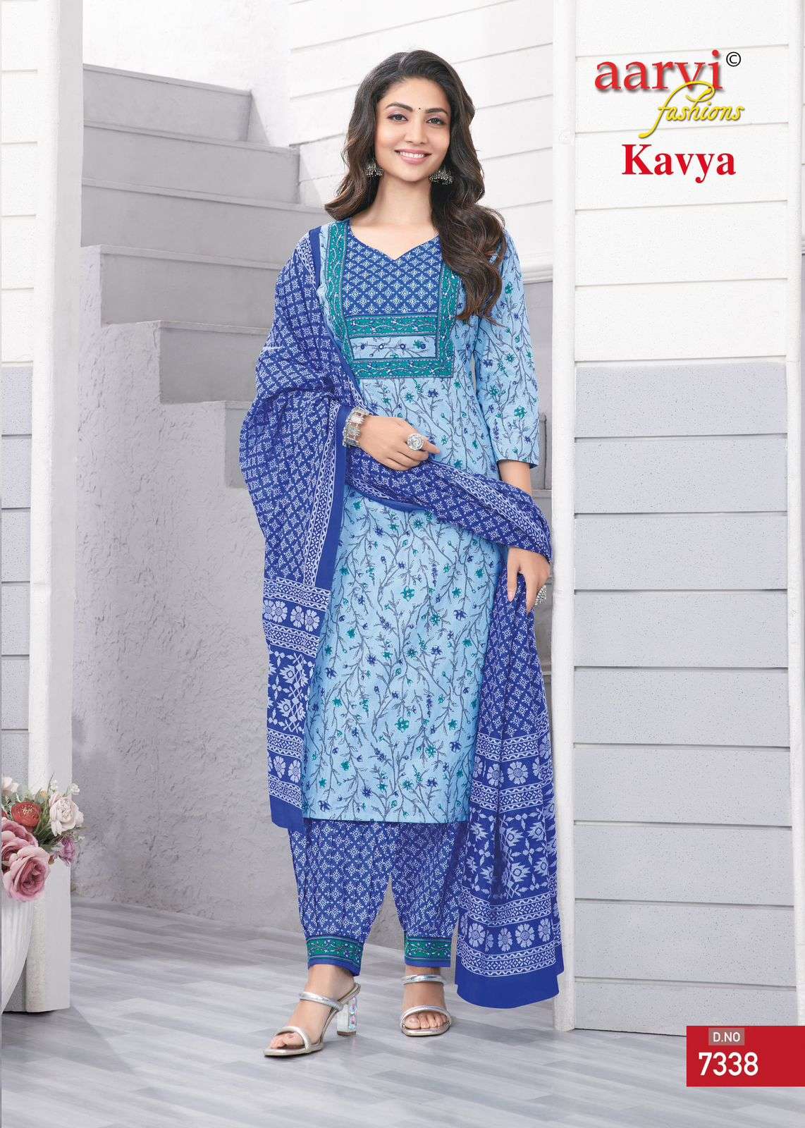 KAVYA VOL-1 BY AARVI FASHION KATHA HANDWORK PRINTED DESIGN 3 PCS SET 