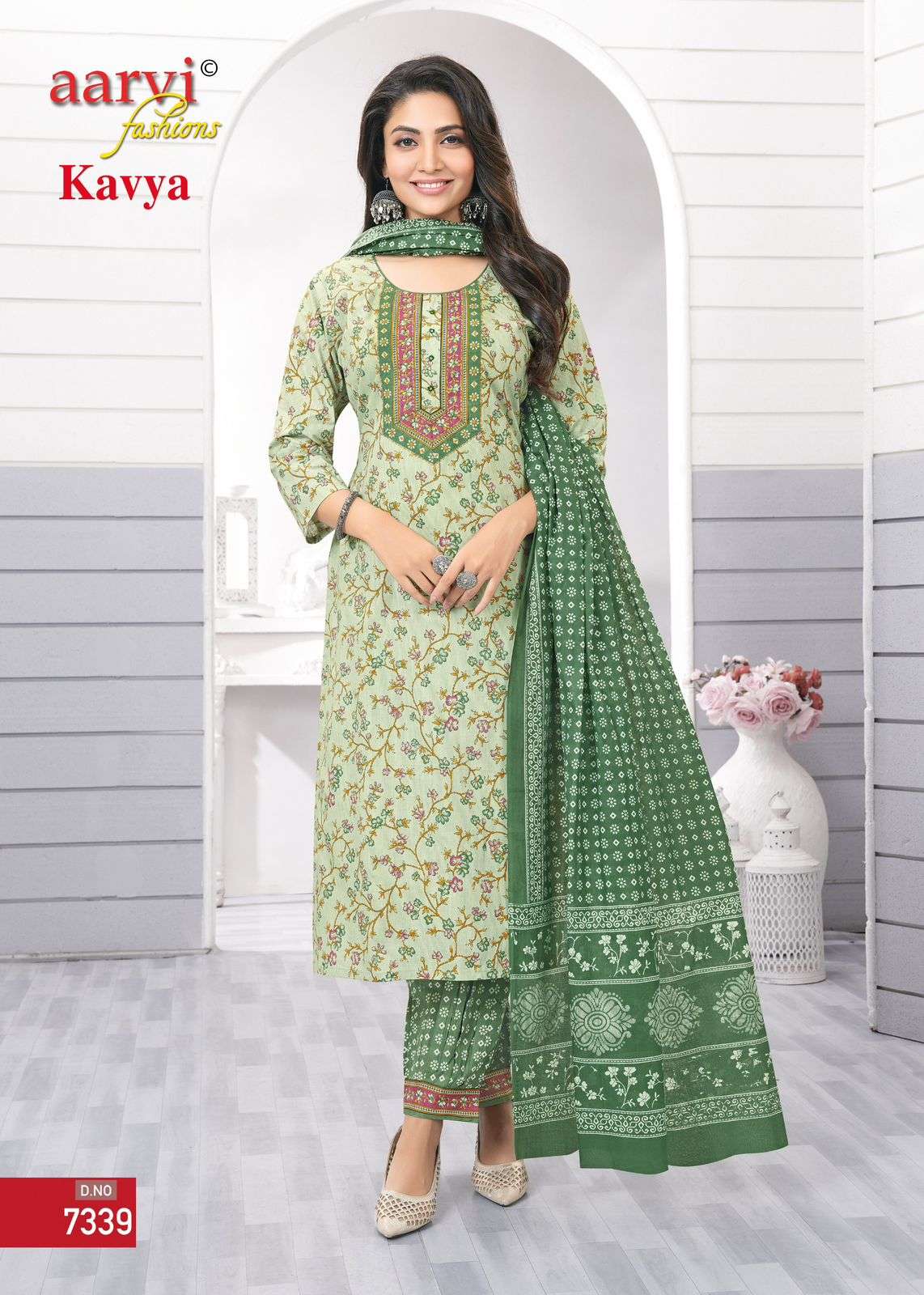 KAVYA VOL-1 BY AARVI FASHION KATHA HANDWORK PRINTED DESIGN 3 PCS SET 