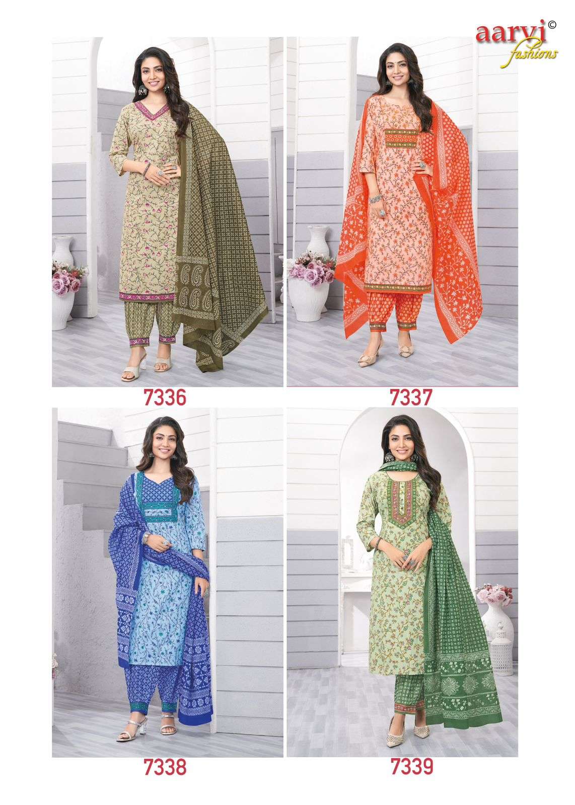 KAVYA VOL-1 BY AARVI FASHION KATHA HANDWORK PRINTED DESIGN 3 PCS SET 