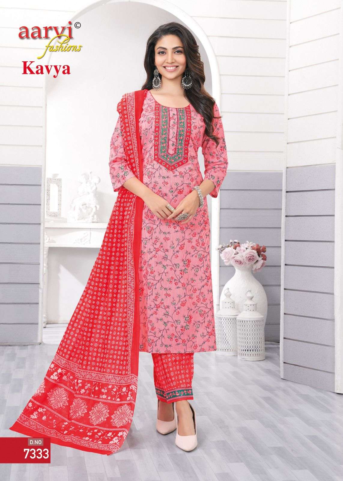 KAVYA VOL-1 BY AARVI FASHION KATHA HANDWORK PRINTED DESIGN 3 PCS SET 