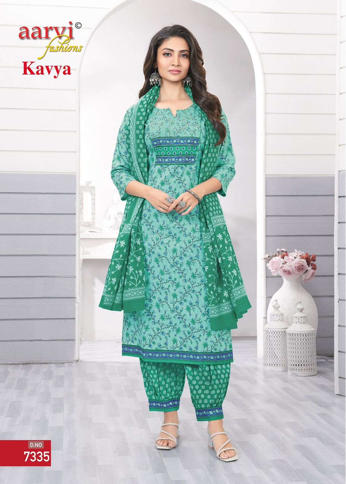 KAVYA VOL-1 BY AARVI FASHION KATHA HANDWORK PRINTED DESIGN 3 PCS SET 